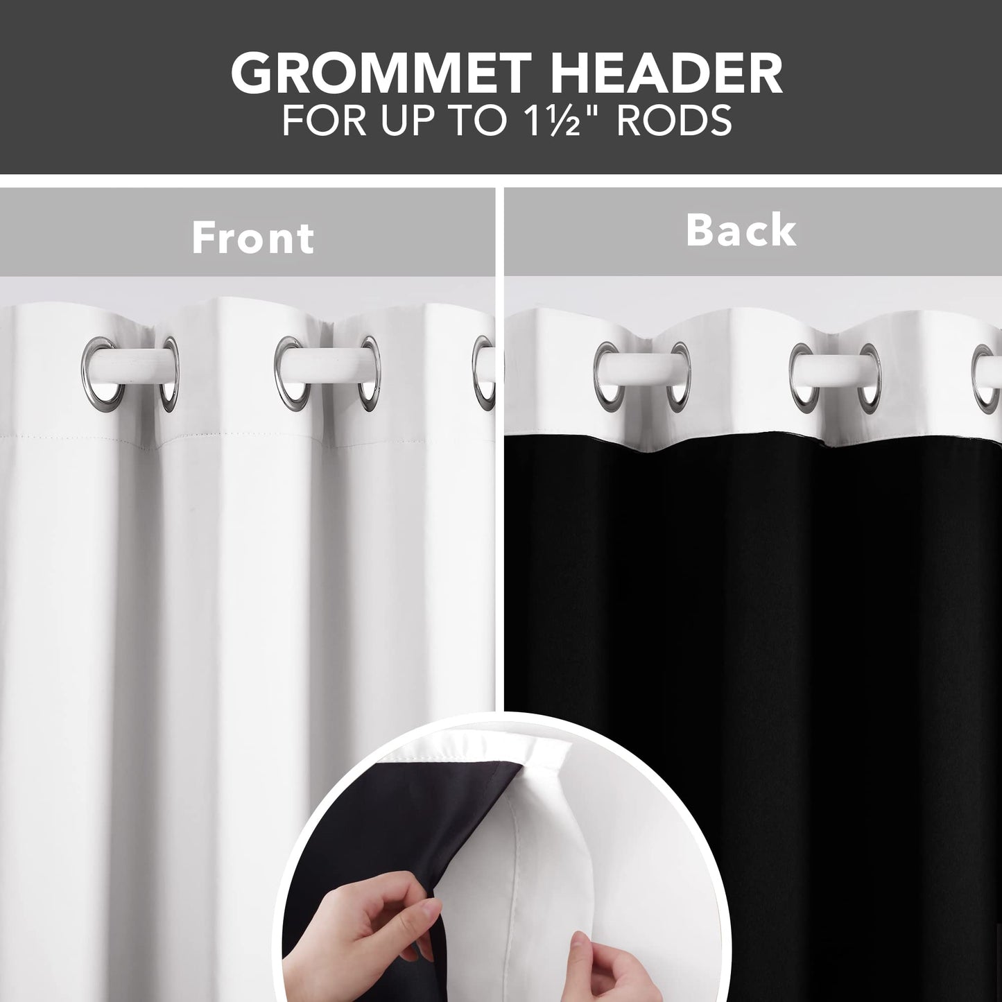 Deconovo 100% Blackout Curtains for Bedroom, Thermal Insulated and Noise Reducing Drapes, Room Darkening Window Curtains with Double Layer, Oeko-TEX Certified (Pure White, 52x84 Inch, 2 Panels)