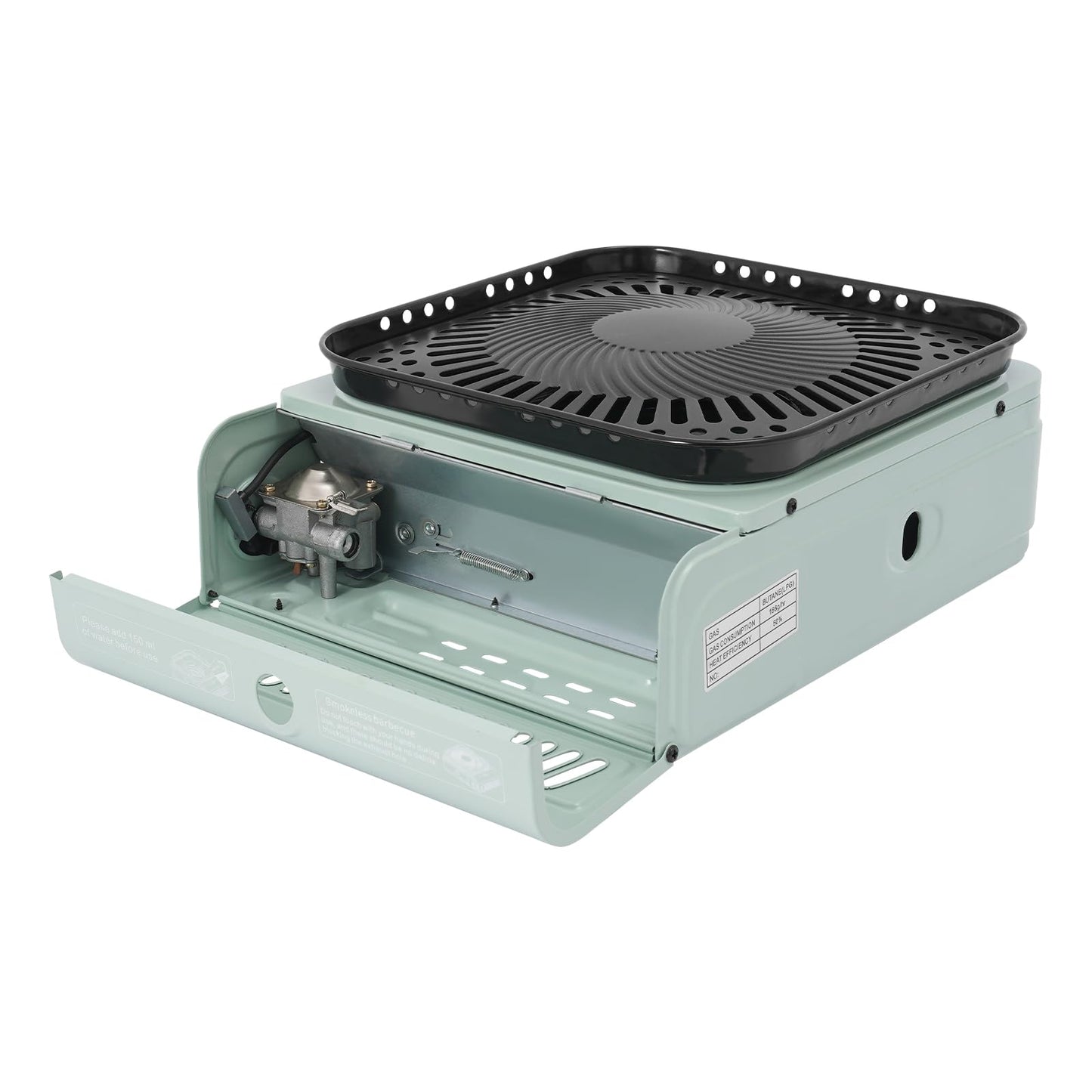 Mejuv Portable Camping Stove, Single Propane Burner with Large Grill Tray for Outdoor Camping, BBQ, Turkey Fry, Patio Patry (Green)