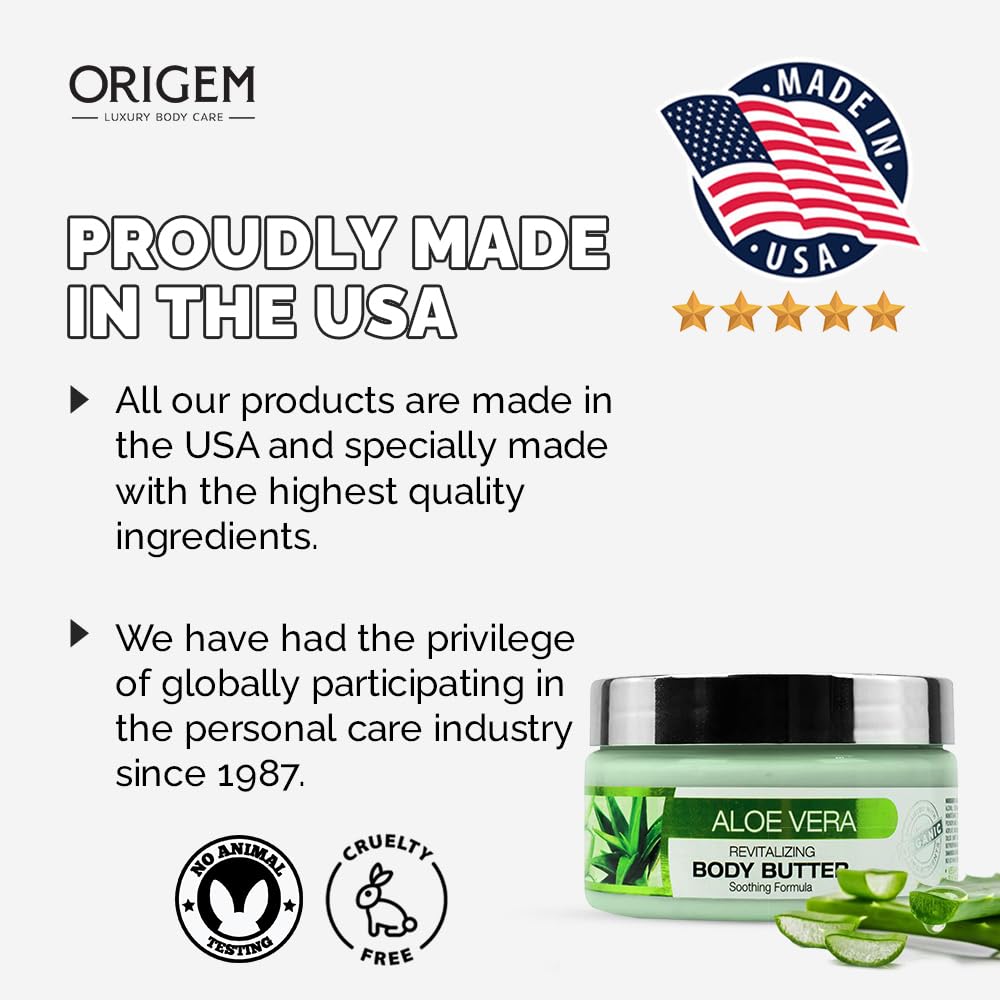 ORIGEM Body Butter for Dry Skin – Ultra-Nourishing & Hydrating Cream with Aloe Vera, Argan Oil, Shea Butter & Honey – Moisturizer for Soft, Smooth Skin – 8 Oz