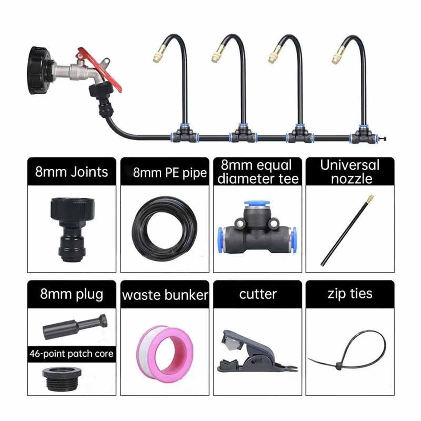 360° Curved Garden Automatic Irrigation System, Garden Automatic Watering Drip Irrigation System Kit, Adjustable Bendable Sprinkler System for Yard, Greenhouse, Lawn (32.9Ft Hose + 10 Nozzles)