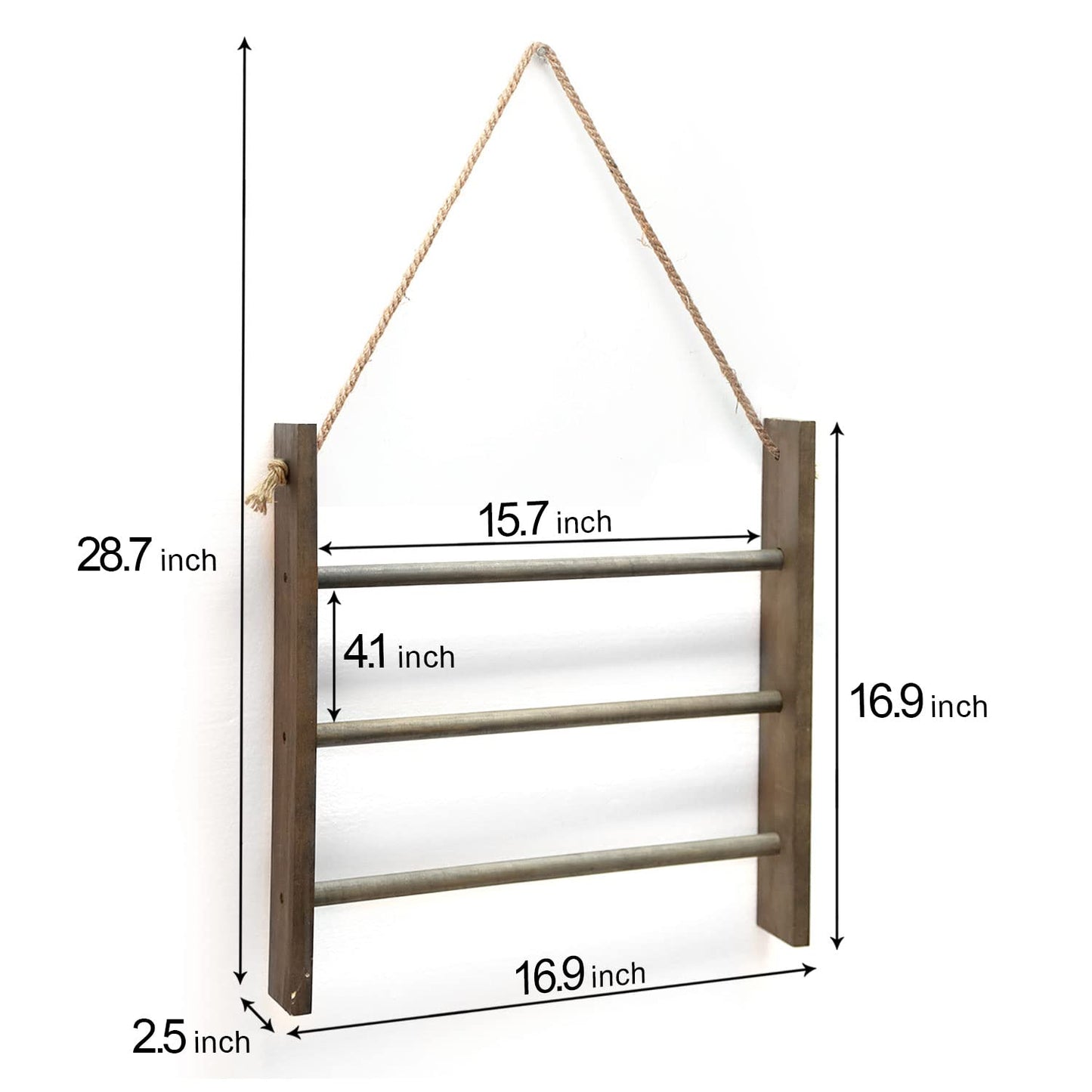 CuffUp Towel Ladder for Bathroom, Blanket Ladders for The Living Room Hanging Blanket Ladder Rustic Decorative Ladder for Blankets Ladder Hand Towel Rack(Elegant Grey)