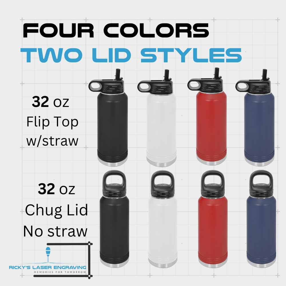 Polar Camel Personalized Engraved Water Bottle - 32oz BPA-Free 18/8 Stainless Steel Custom Water Bottle, Personalized Water Bottles - Water Bottle Customized Name, Custom Water Bottles Personalized