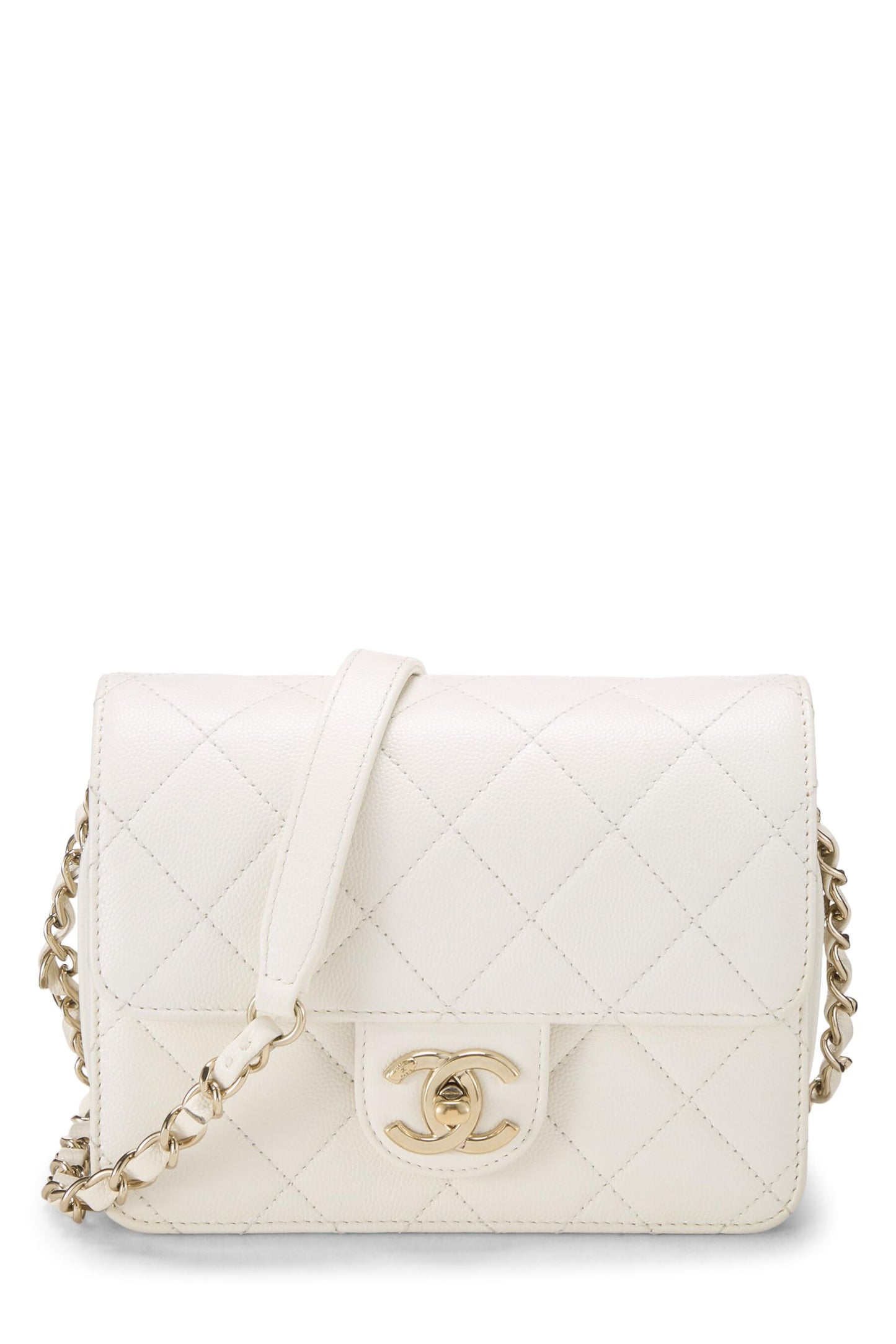 Chanel, Pre-Loved White Caviar Like A Wallet Flap Bag Mini, White
