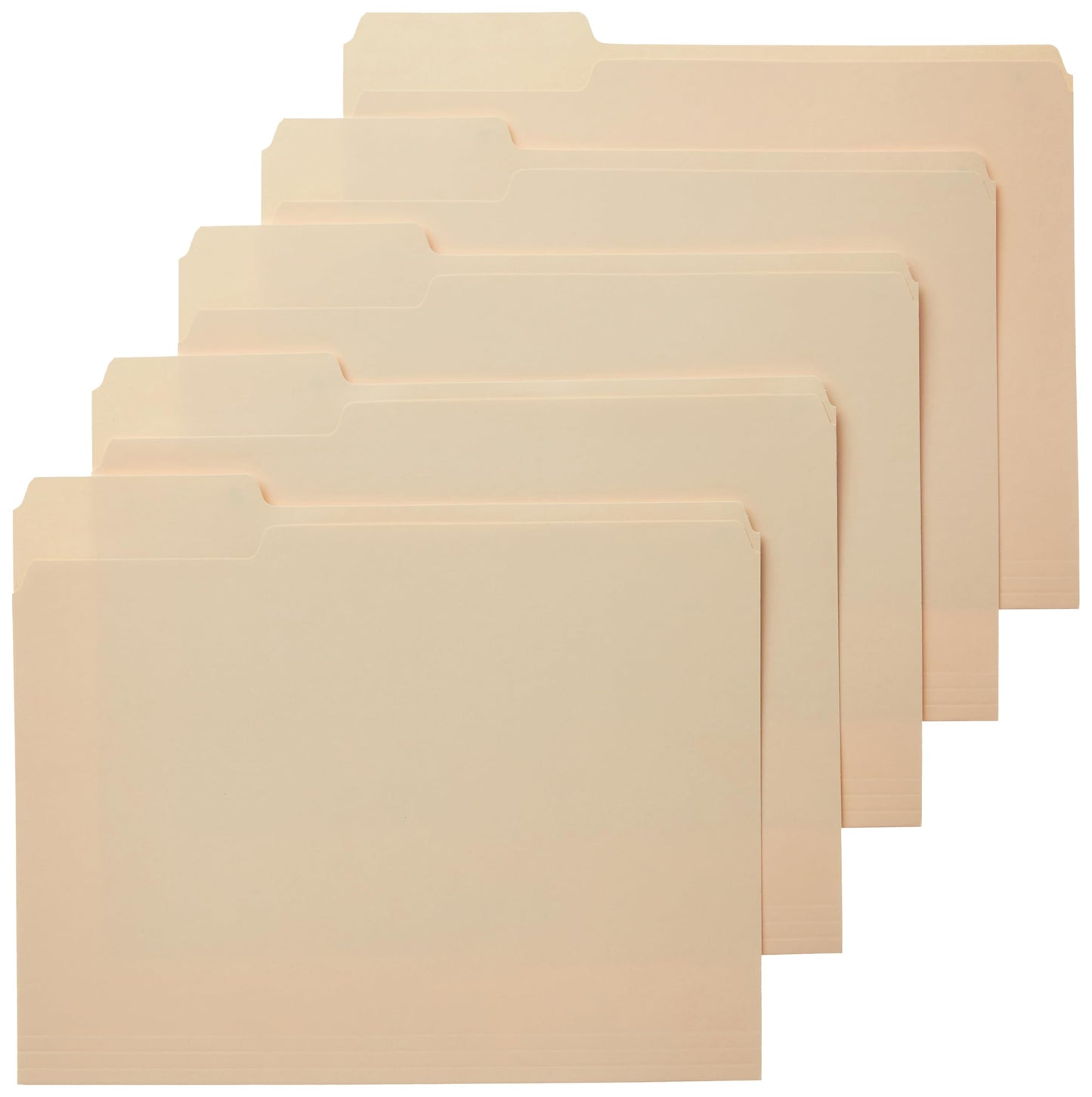 Amazon Basics File Folders with Tabs for Filing, 1/3-Cut Tab, Assorted Positions, Letter Size, Manila, Pack of 100