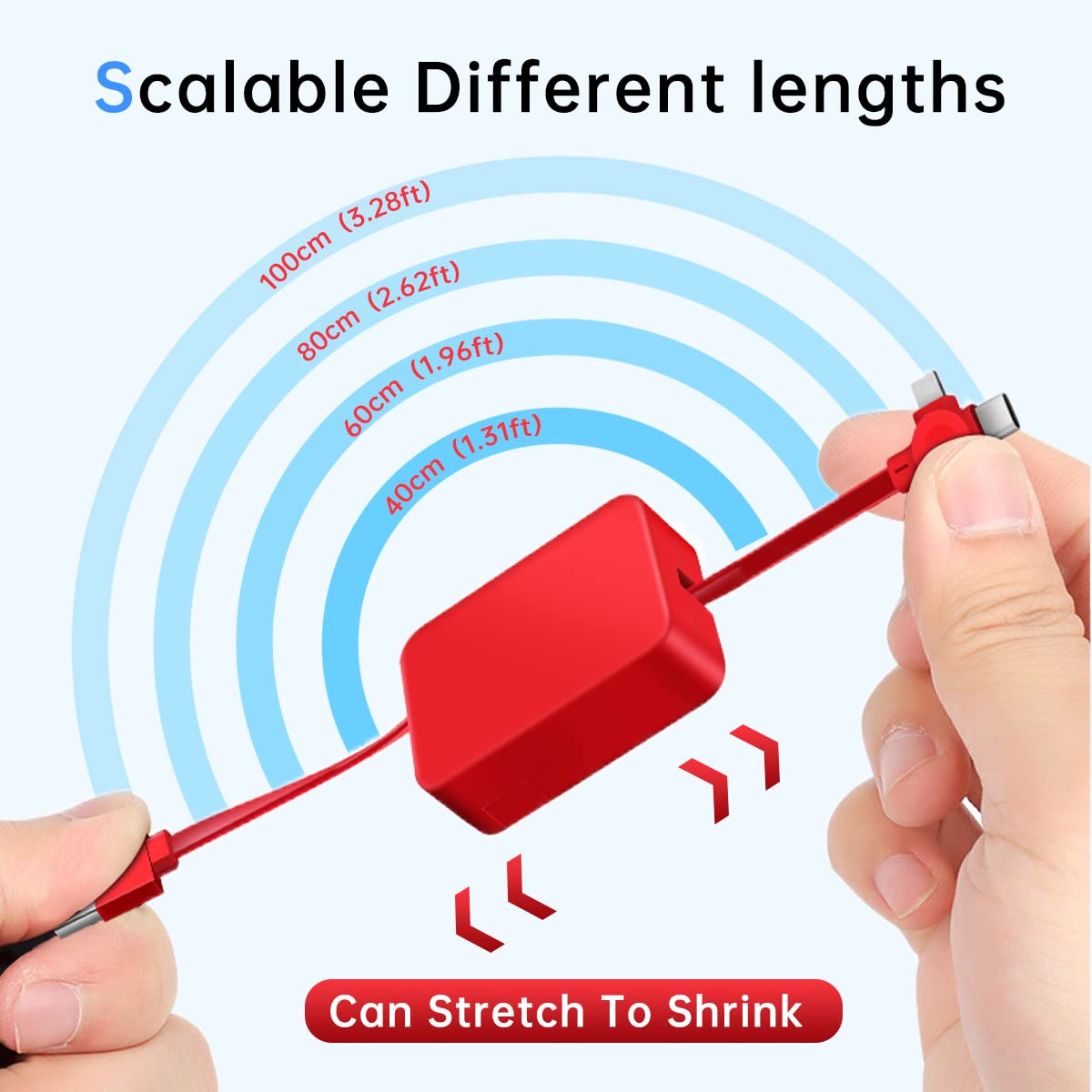 Gartmost 2 Pcs 3 in 1 Multi USB Fast Charging Cable, Phone Charger Retractable, Compatible USB C(Type-C)/Micro USB/IP, Compatible with iPhone 16/15/14/SE/13/12/11/XR/XS/X/8/7/6/5, Android, Tablets