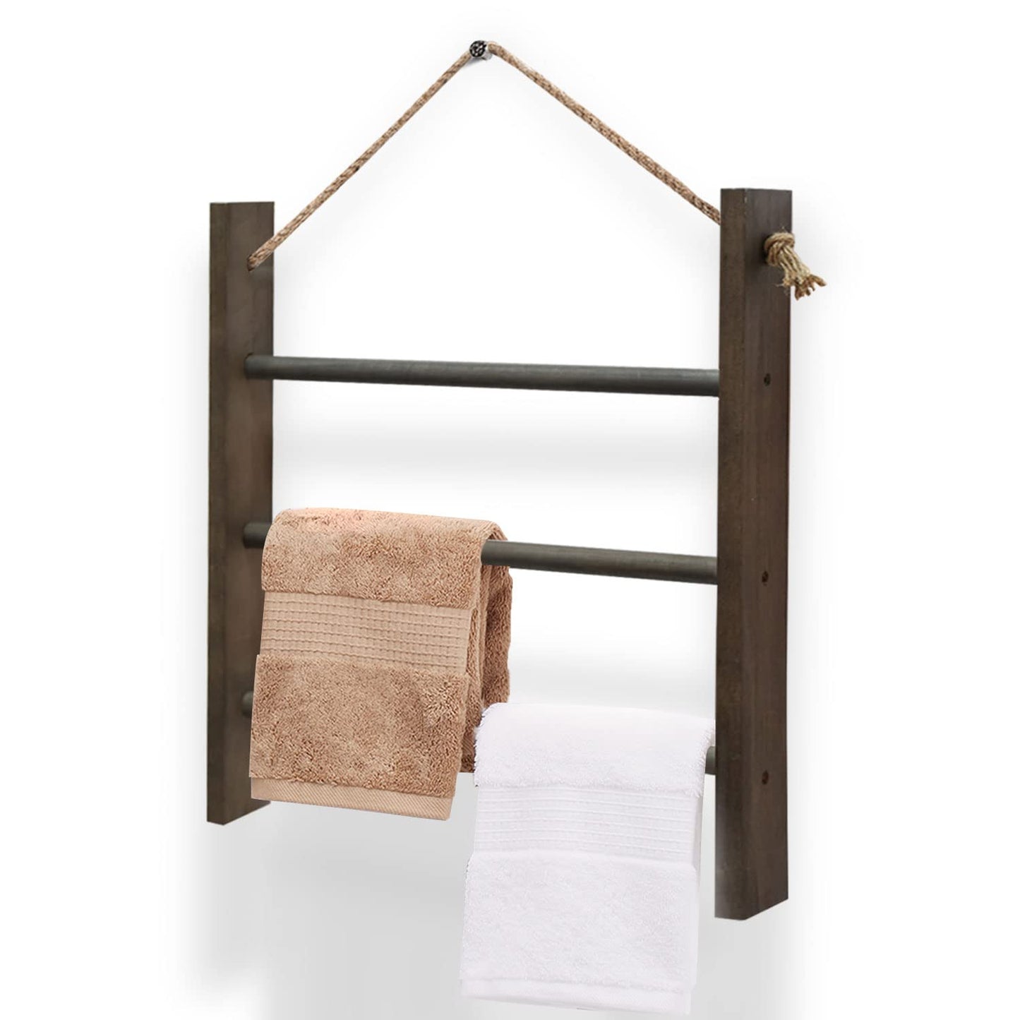 CuffUp Towel Ladder for Bathroom, Blanket Ladders for The Living Room Hanging Blanket Ladder Rustic Decorative Ladder for Blankets Ladder Hand Towel Rack(Elegant Grey)