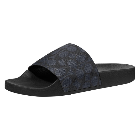 Coach Men's Coated Canvas Pool Slide Sandal, Charcoal Signature, 9