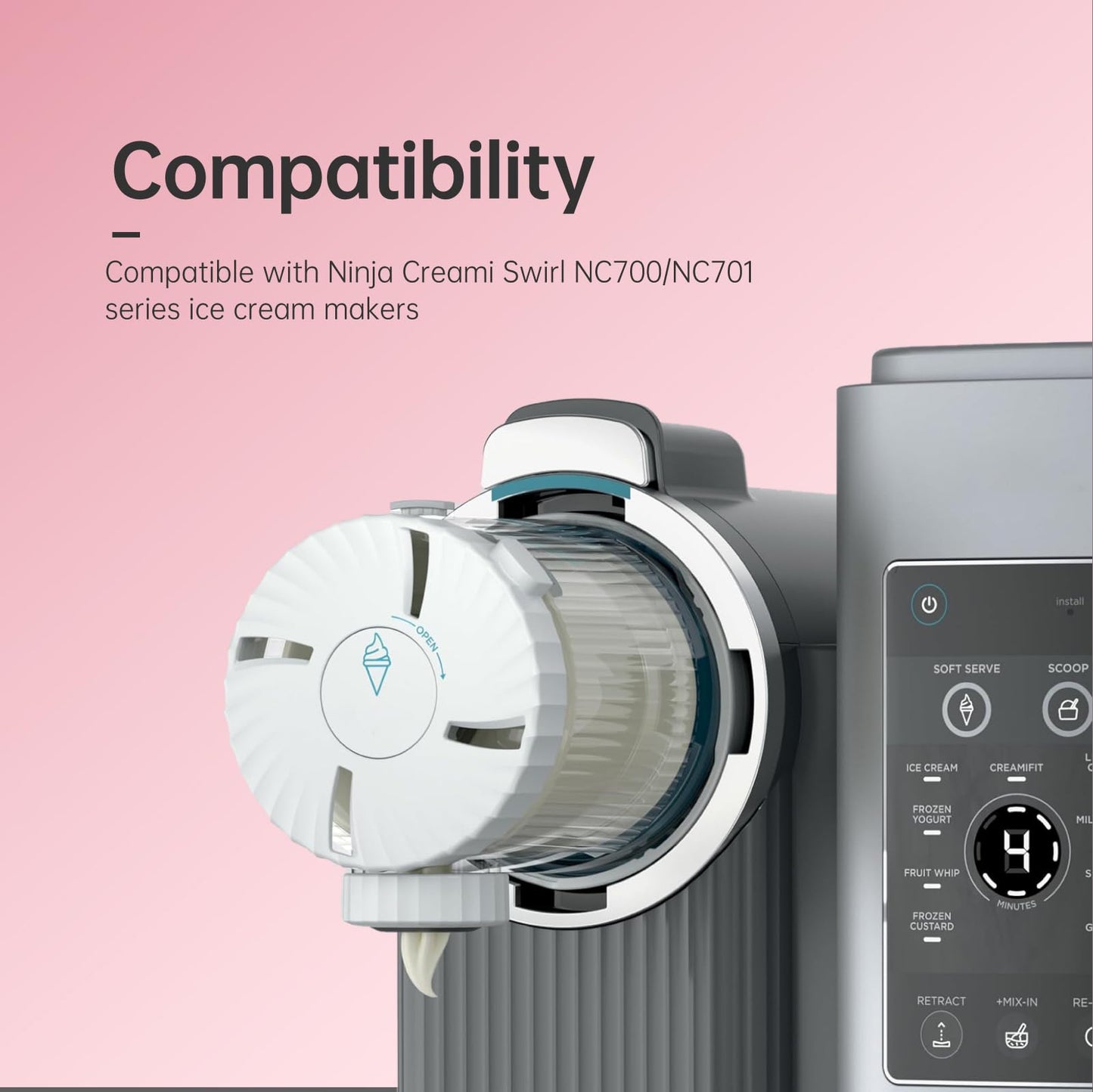 Foyezod Ice Cream Storage Cups 2-Pack Pint Containers with Lids Replacement for Ninja Creami Swirl NC700 NC701 Series, Freezer Containers for Homemade Gelato, Sorbet & Soft Serve