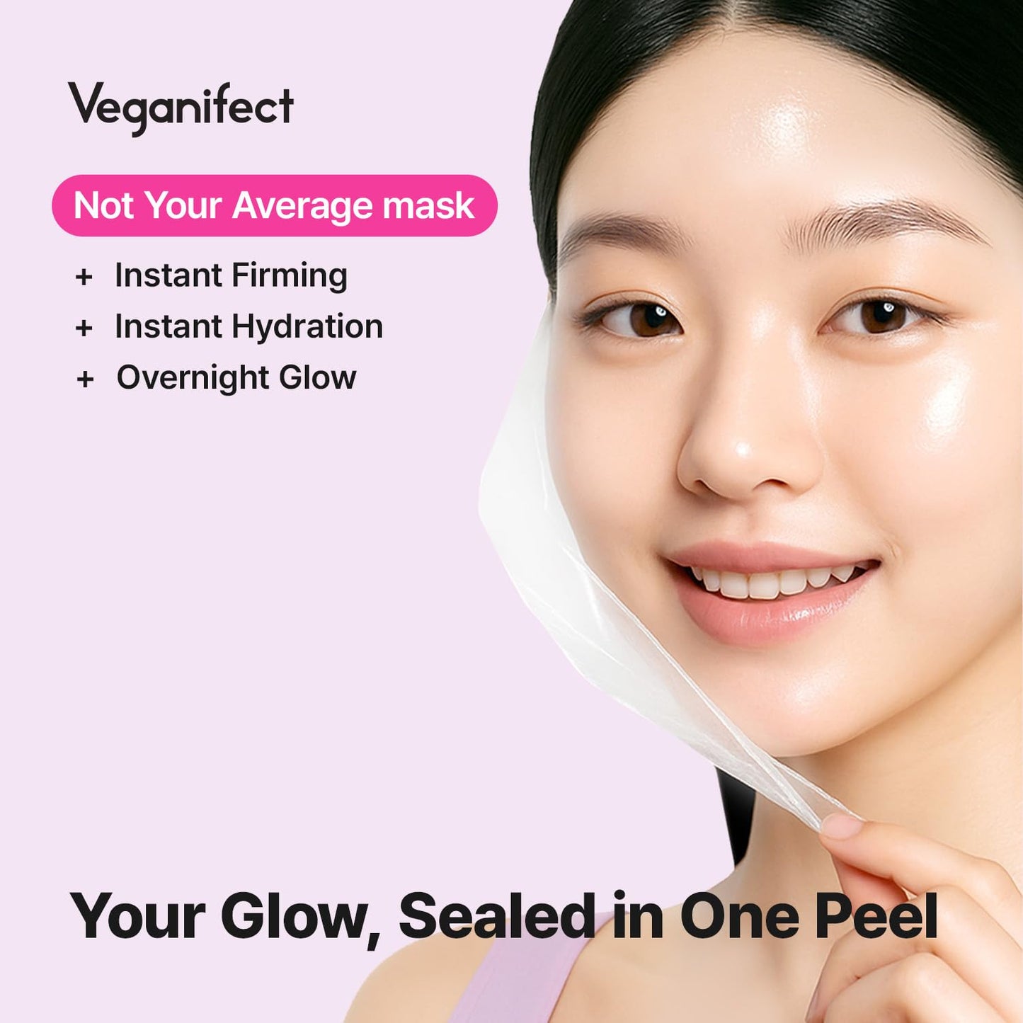 VEGANIFECT Collagen Overnight Wrapping Peel Off Facial Cream Mask with Jelly Brush, For Elasticity, Hydrating, Hydrolyzed Collagen & Peptide, Glass Skin, Korean Skincare