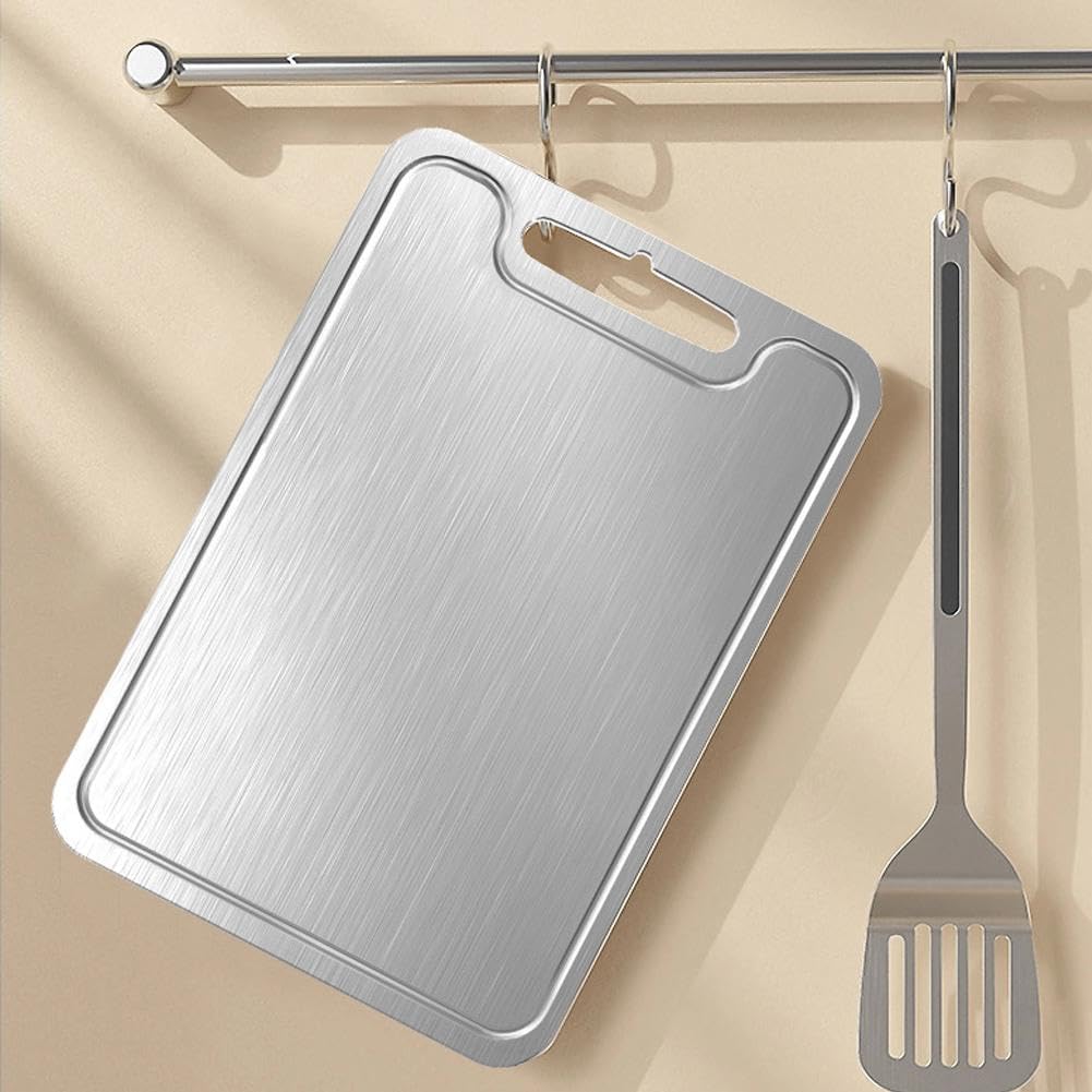 Stainless Steel Cutting Board, Cutting Boards for Kitchen, Double Sided Board Cutting Board, with Premium Metal, Foodgrade Stainless Steel Cutting Board, for Meat,Fruit, Vegetables (46 * 30CM)