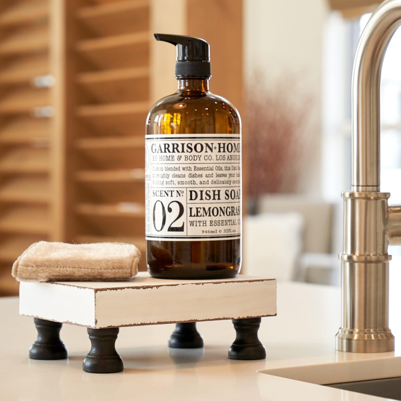 KIBAGA Decorative Wood Riser For Your Kitchen or Bathroom Farmhouse Decor - Beautiful Pedestal Stand Uniquely Displays Your Decorations - The Perfect Wooden Tray to Enhance Your Home Decor