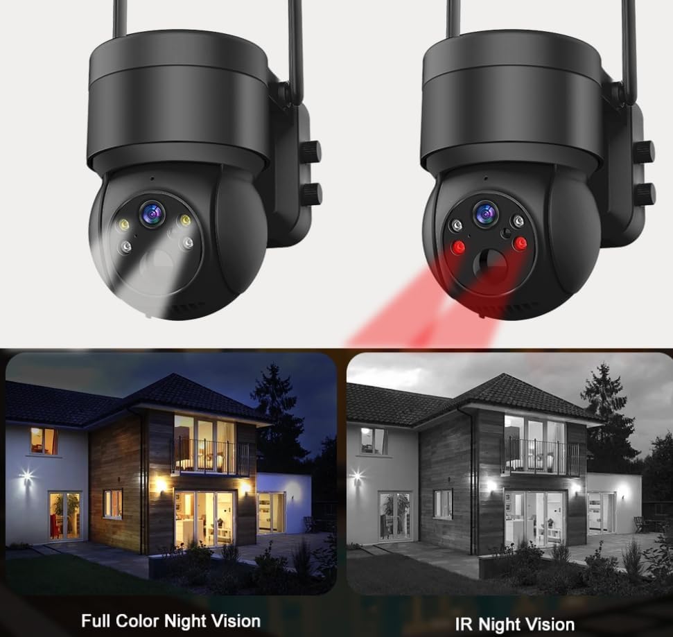 Appreciarel Surveillance Camera,Outside Camera Wireless Solar Powered,4000W Pixels,Weatherproof Ip66,Automatic Body Sensing (Black,4000W Pixels)