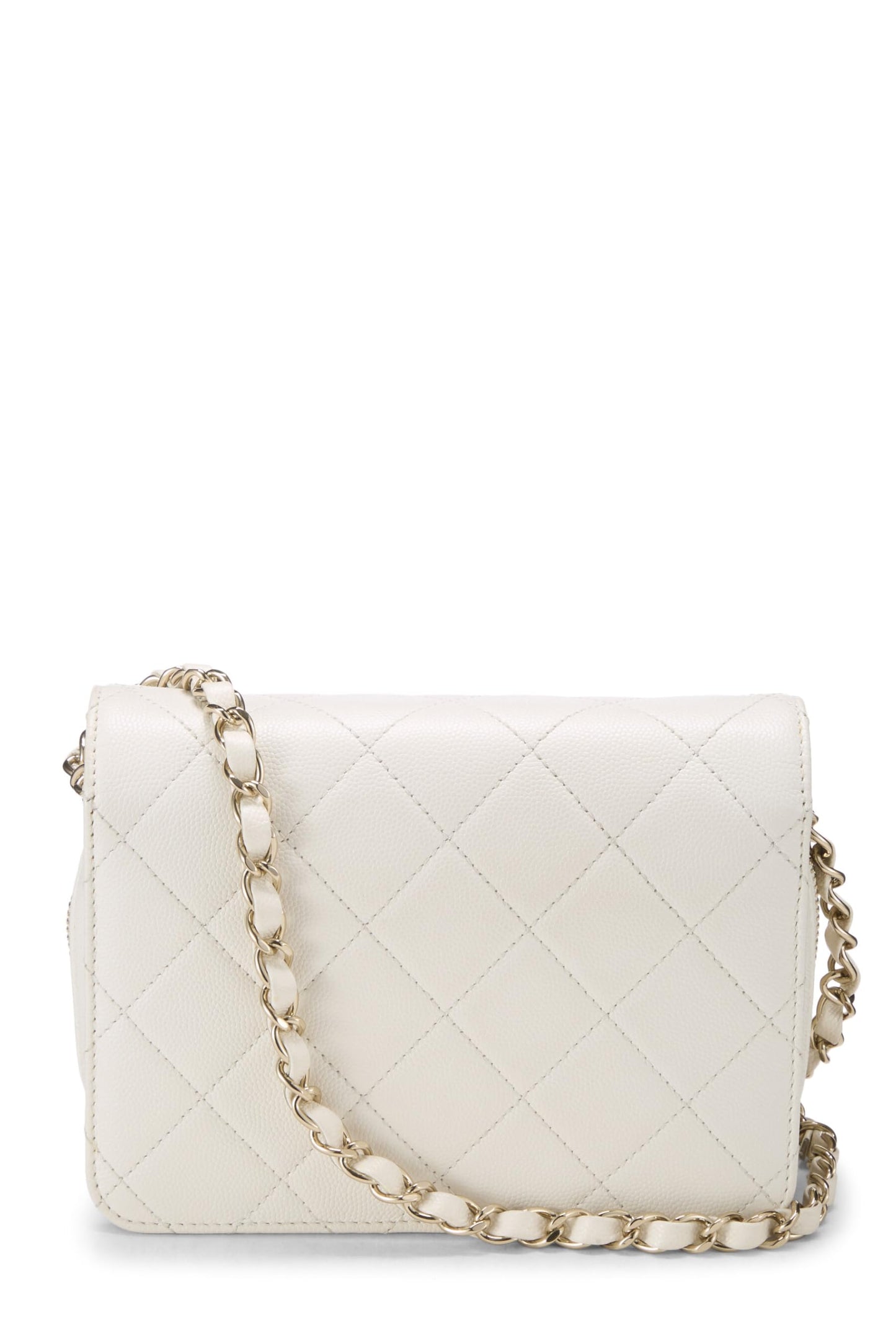 Chanel, Pre-Loved White Caviar Like A Wallet Flap Bag Mini, White