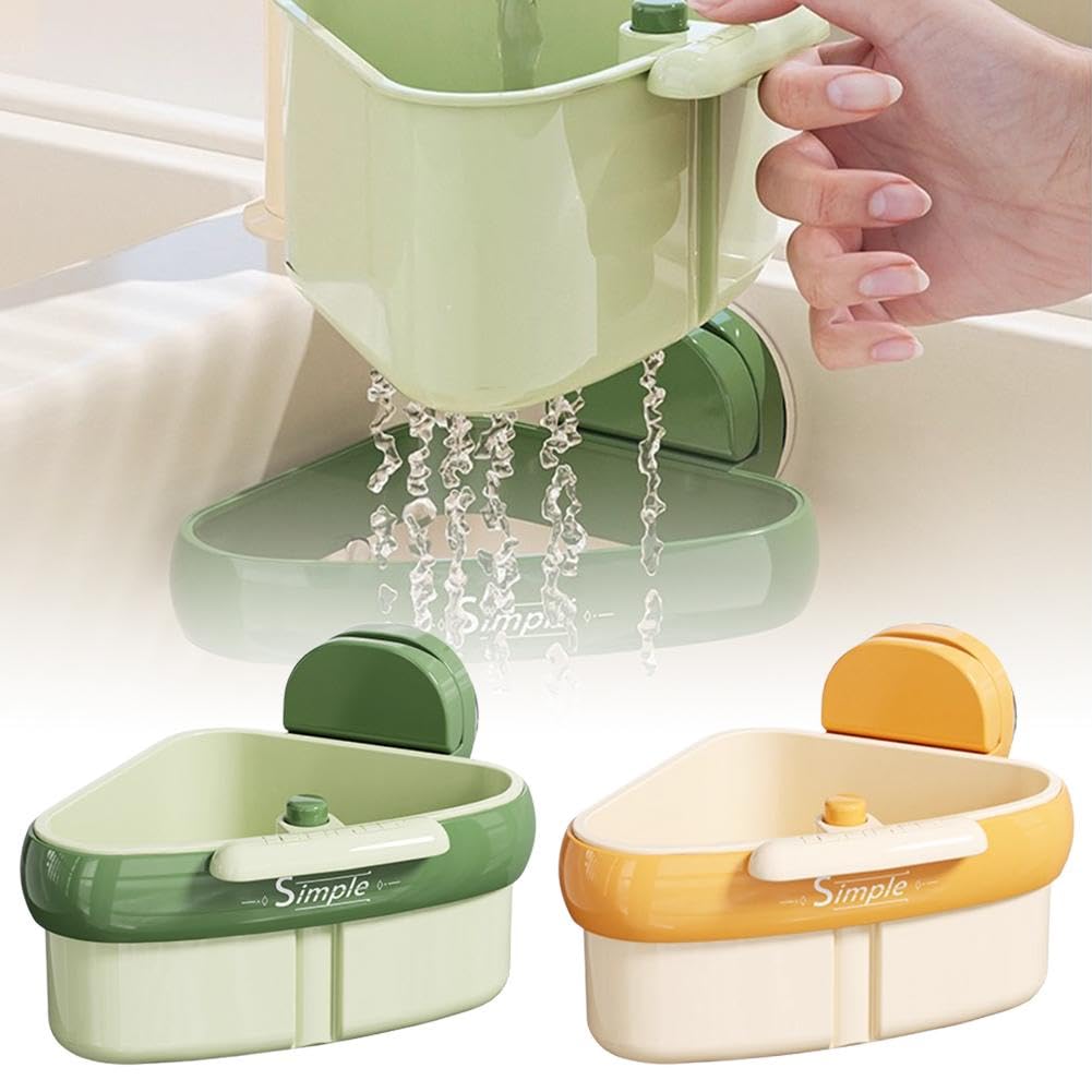 Sink Strainer Basket,2025 New Upgraded Suction Cup Press Sink Drainer Basket,Automatic Dumping Sink Strainer Basket,Faucet Sponge Storage Rack,Corner Sink Trash Catcher for Food Waste