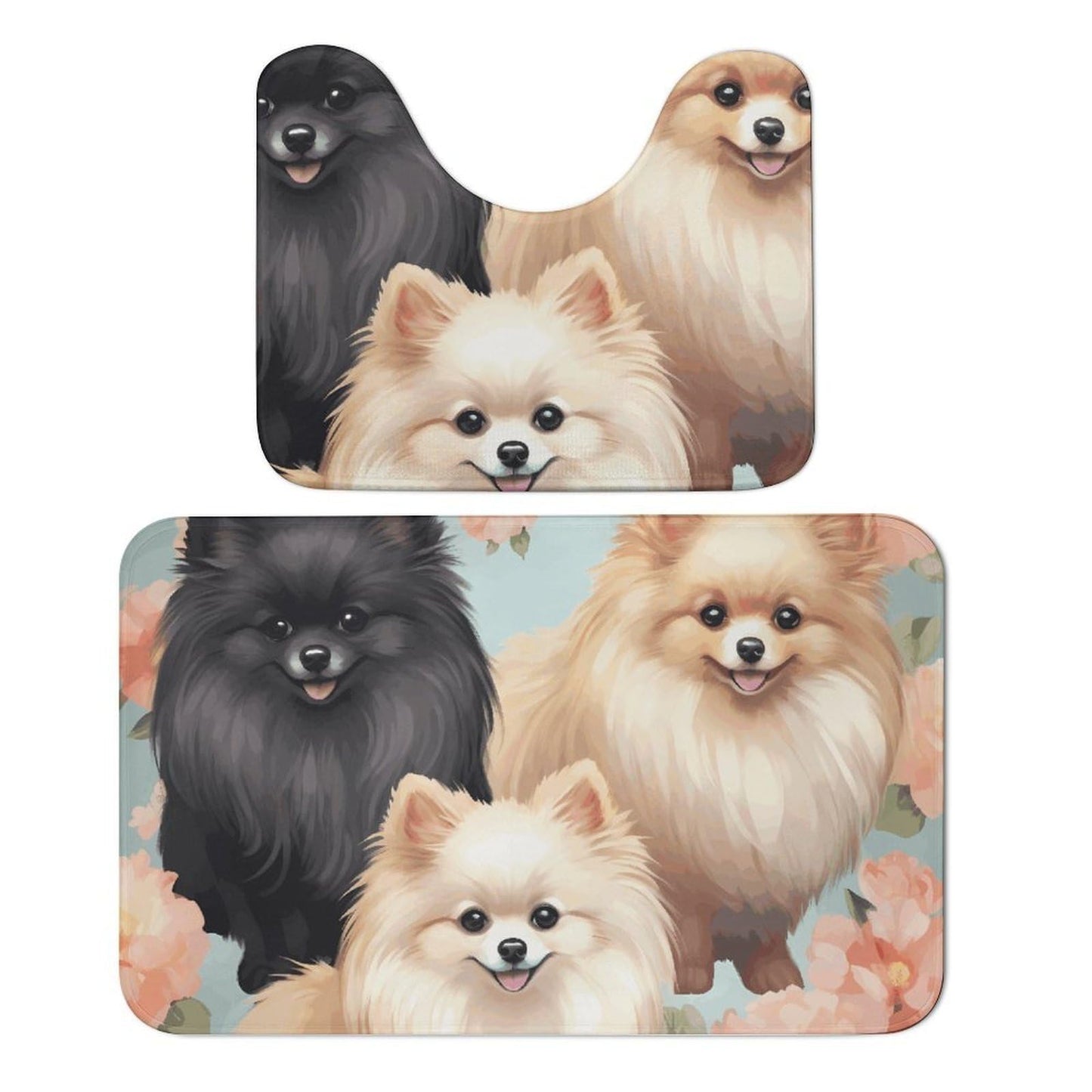 QMKVBSN 19.7"x31.5" Bathroom Rugs Sets 2 Piece Pomeranians Pattern Bath Mat for Bathroom Super Absorbent Shower Rug Non-Slip Floor Mat Quick Drying Bath Rug for Bedroom Kitchen Sink Bathtub Edge