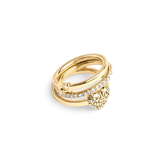 COACH Womens Signature Quilted Heart Ring Set