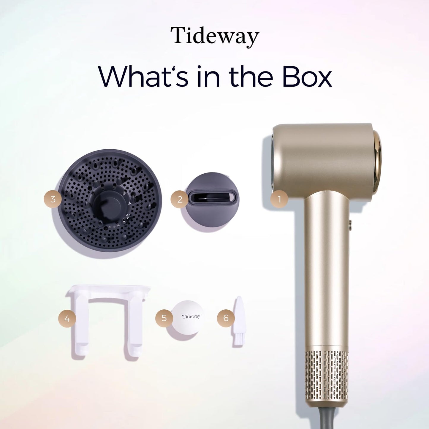 Tideway Hair Dryer Professional High-Speed Ionic Blow Dryer 110,000 RPM, Compact Hair Dryer with Magnetic Diffuser, Fast Drying with Brushless Motor Low Noise Smart Temperature Control-H11