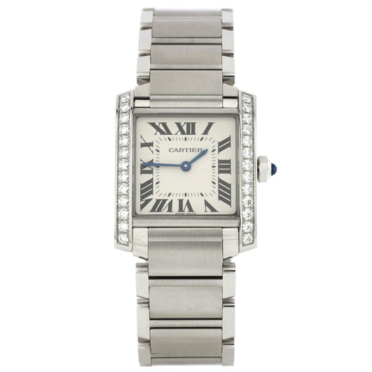 Cartier, Pre-Loved Tank Francaise Quartz Watch Stainless Steel with Diamond Bezel 25
