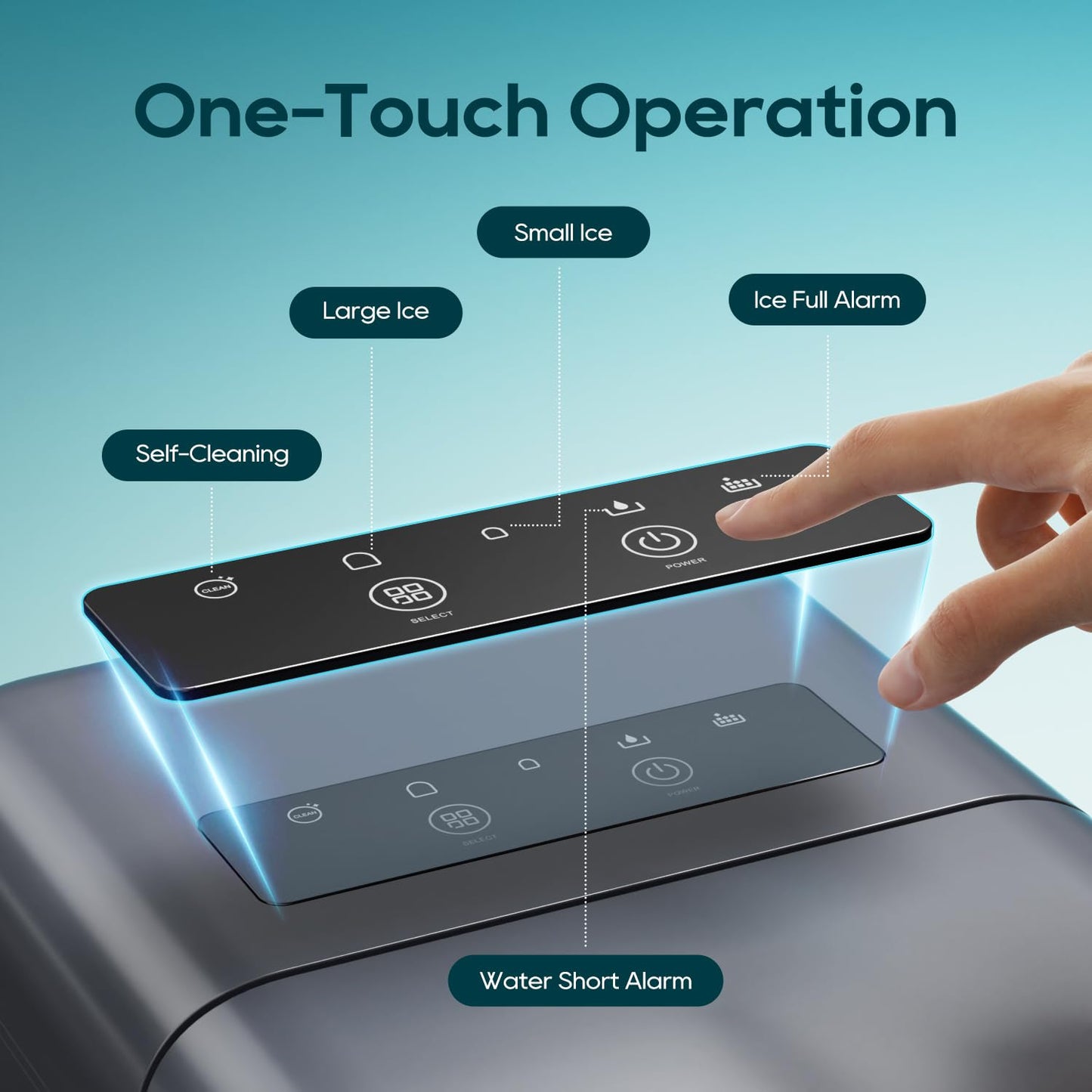 BREEZOME Ice Maker Countertop, Self-Cleaning Ice Machine, 9 Cubes in 6 Mins, 26.5lbs in 24Hrs, Compact Ice Maker with Basket & Scoop, Quiet Operation, 2 Sizes of Bullet Ice for Home Kitchen Camping RV