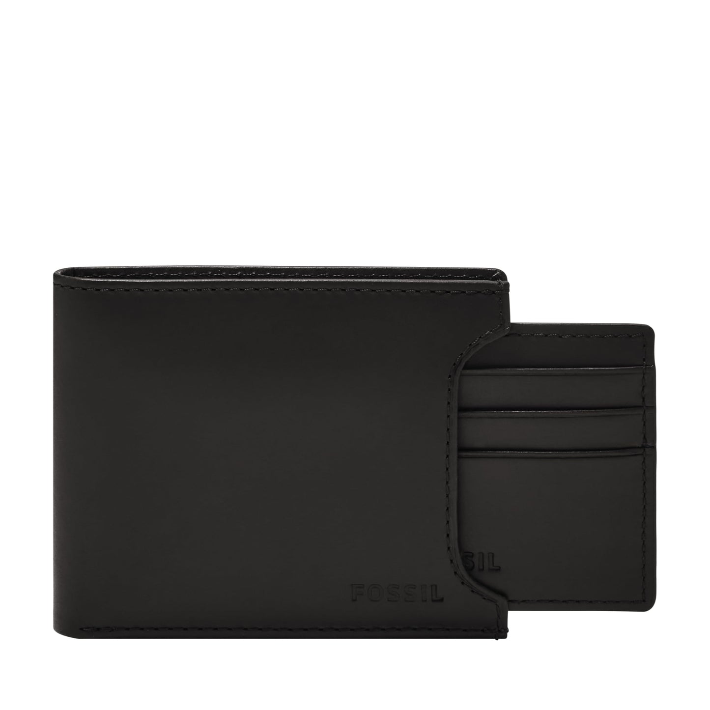 Fossil Men's Derrick Leather Bifold Sliding 2-in-1 with Removable Card Case Wallet, Black, (Model: ML3685001)