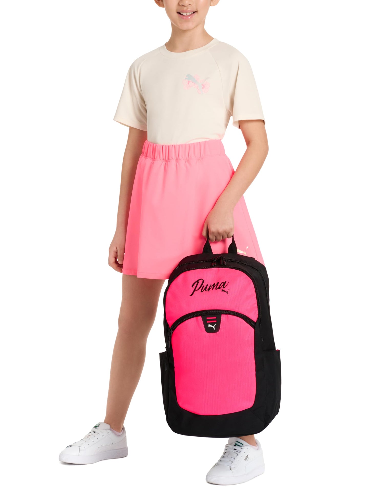 PUMA Unisex Kid's Rally Backpack, White/Safe Lake/Lilac, Large