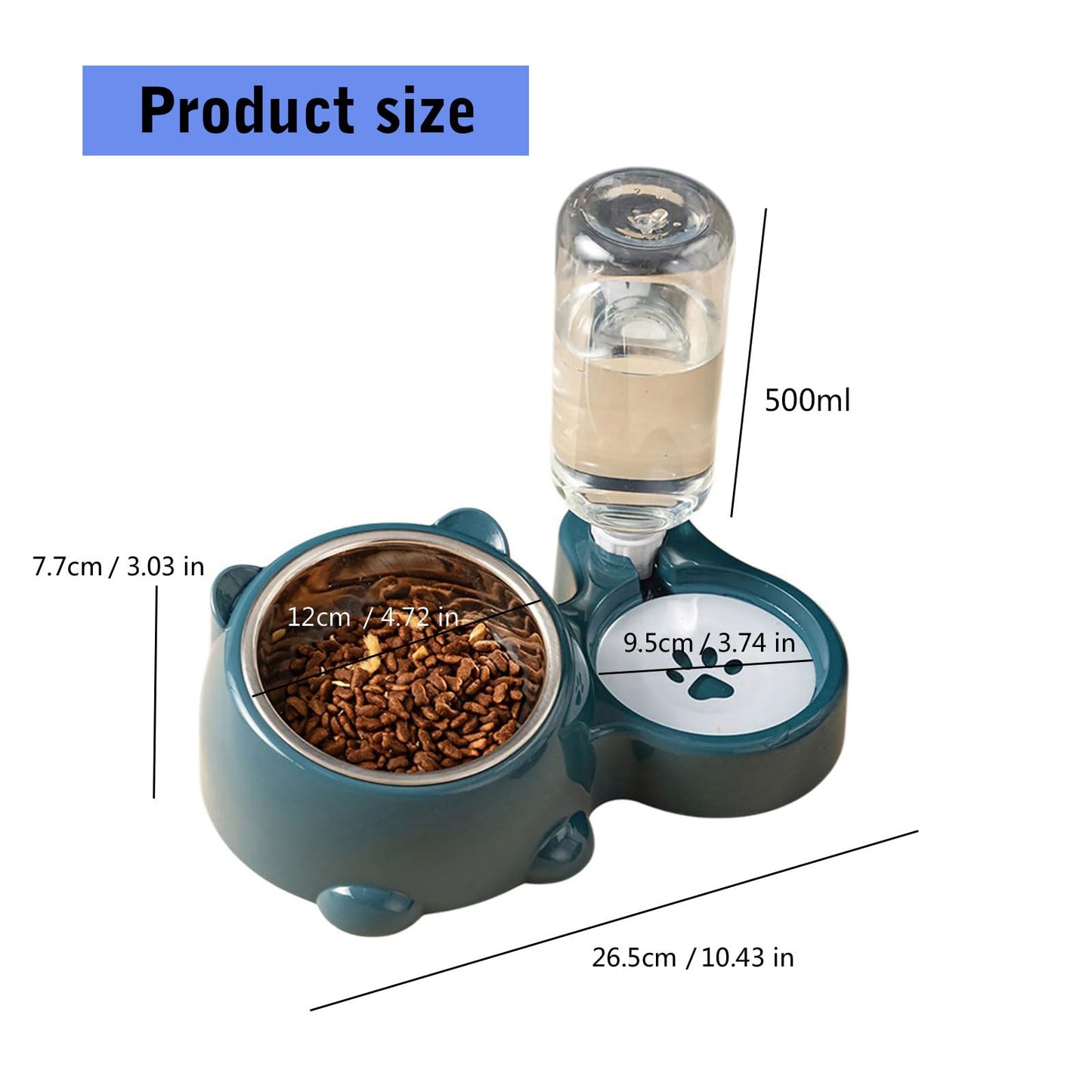 Pet Feeders and Water Dispenser,Removable Stainless Steel Bowl and Automatic Water Dispenser,Pet Feeder and Waterer,for Cats&Dogs