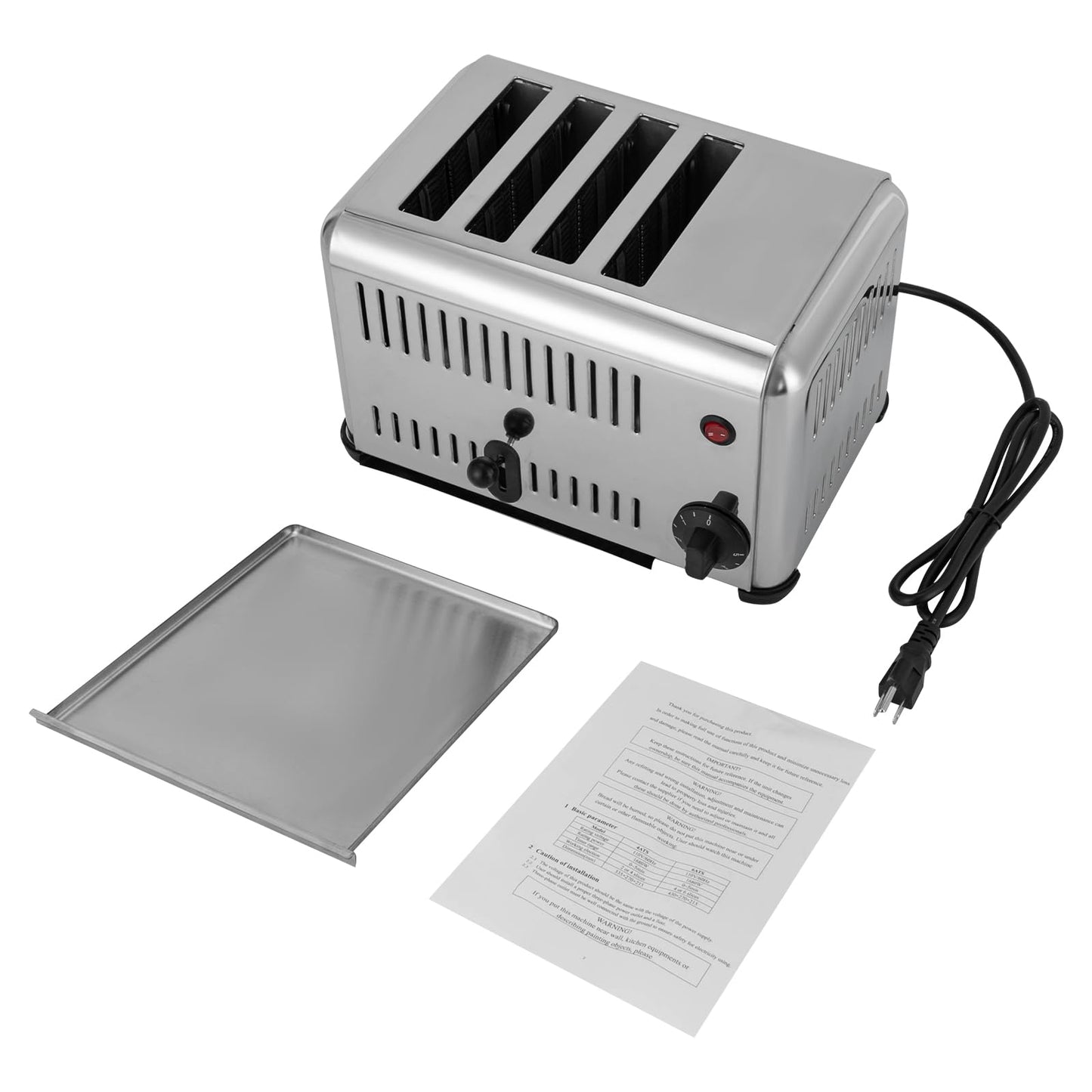 4 Slice Toaster Commercial Bread Baking Machine, Stainless Steel Toaster for Restaurant and Home Kitchen