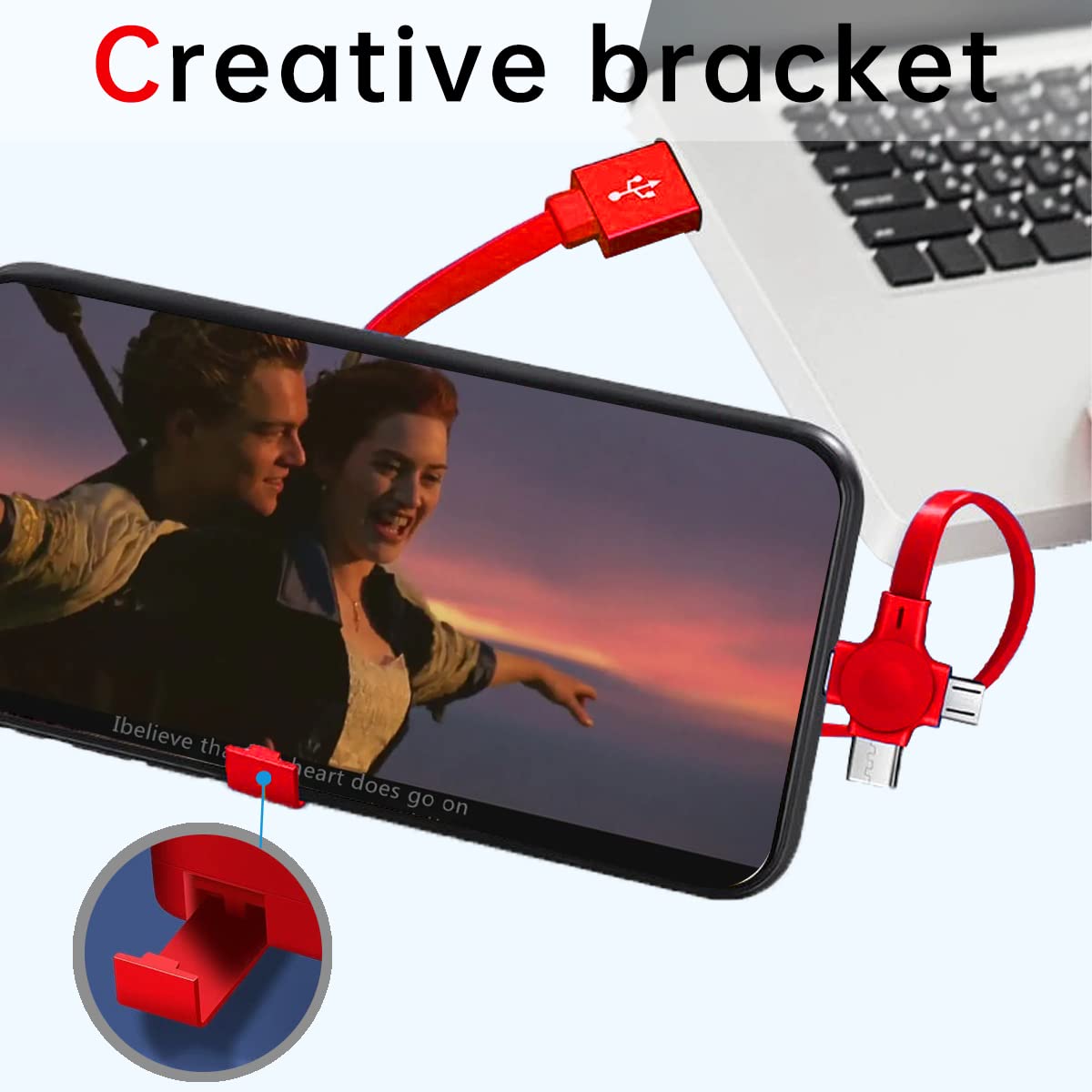 Gartmost 2 Pcs 3 in 1 Multi USB Fast Charging Cable, Phone Charger Retractable, Compatible USB C(Type-C)/Micro USB/IP, Compatible with iPhone 16/15/14/SE/13/12/11/XR/XS/X/8/7/6/5, Android, Tablets