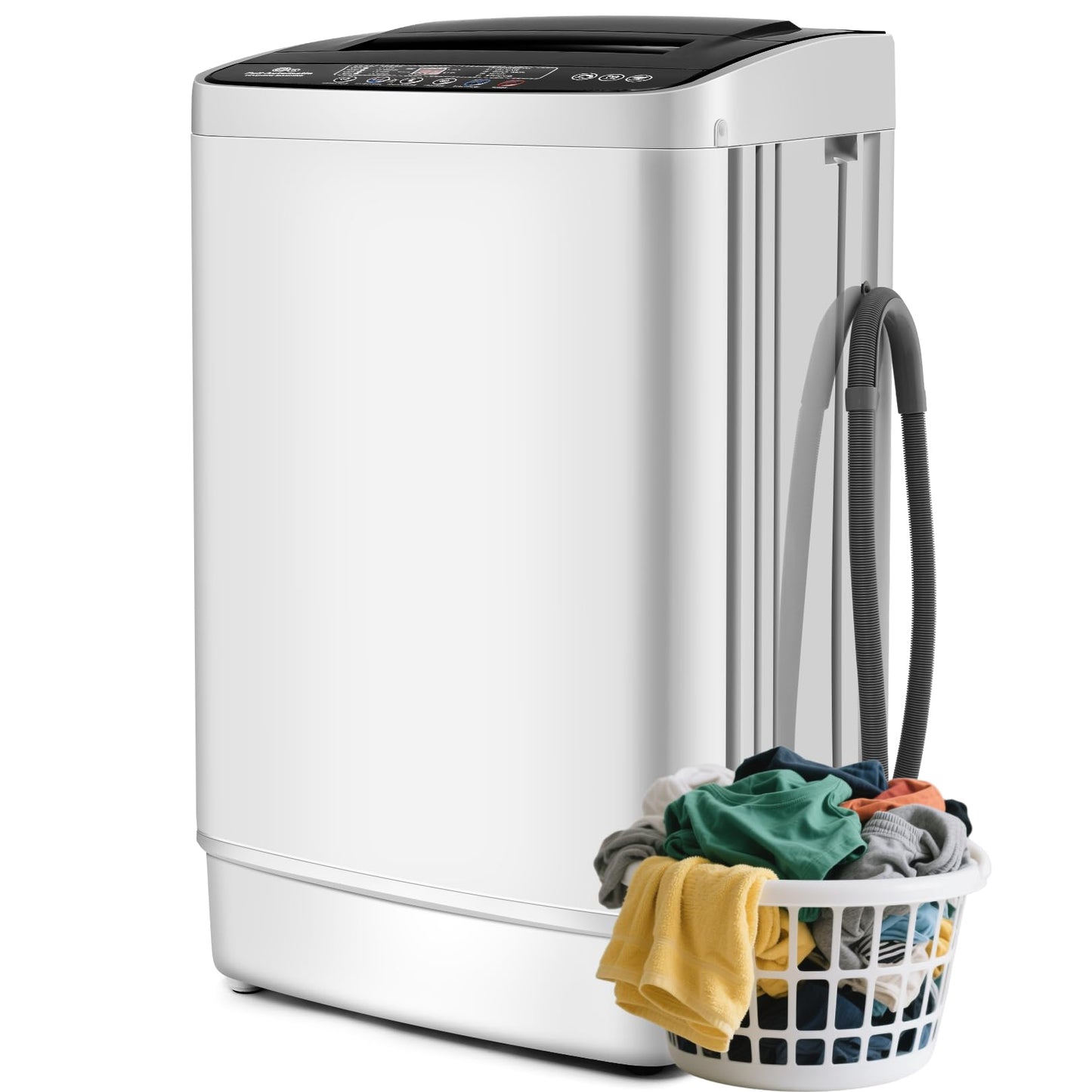 Nictemaw Portable Washing Machine 20Lbs, 2.8Cu.ft Full Automatic Portable Washer with 4 Water Levels 4 Wash Programs 3 Water Temp & Drain Pump, Compact Laundry Washer for Home, RV, Dorm