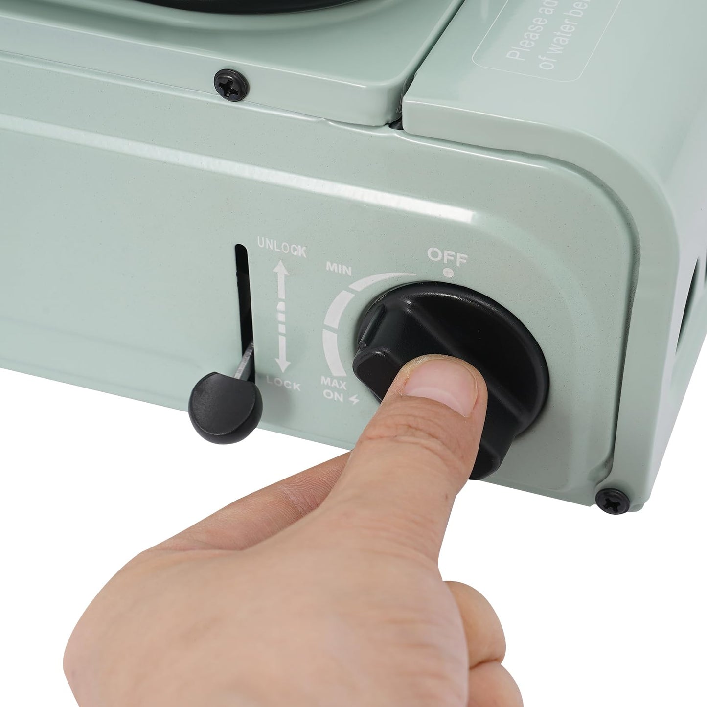 Mejuv Portable Camping Stove, Single Propane Burner with Large Grill Tray for Outdoor Camping, BBQ, Turkey Fry, Patio Patry (Green)