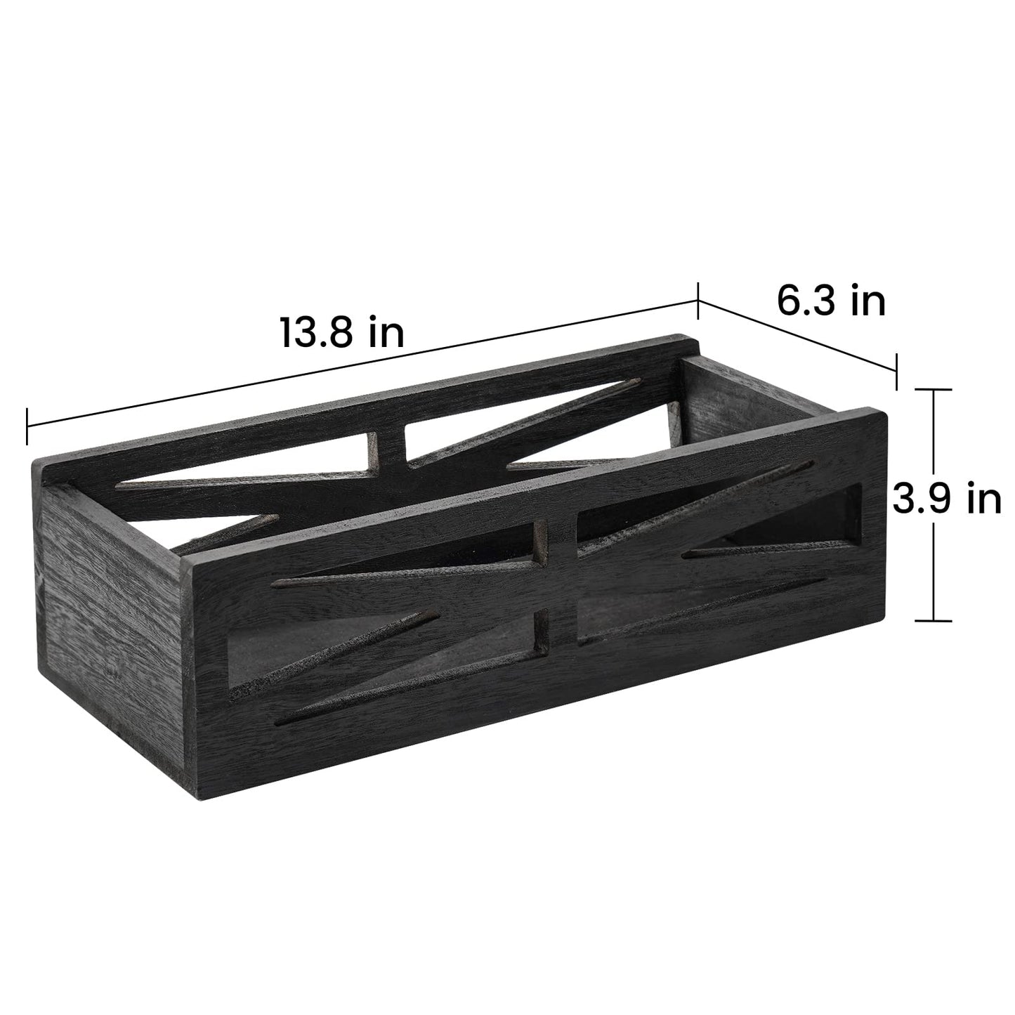 Wooden Bathroom Decor Box, Rustic Toilet Tank Holder, Farmhouse Toilet Paper Organizer Holder Storage Box Perfect for Living Room, Table Counter and Kitchen (Black)