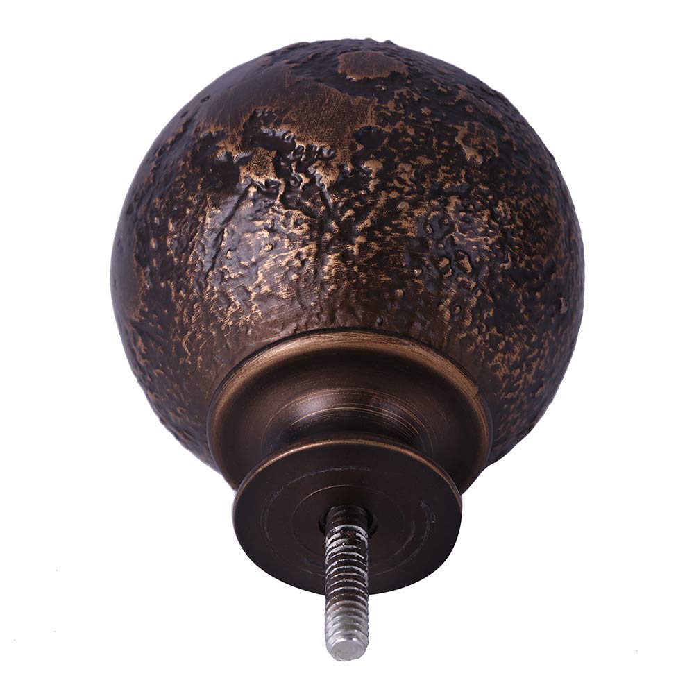 SCITOO 1 Inch Curtain Rod Telescoping Single Drapery Rod 36 to 72 Inches (3-6 Feet), Polished Bronze Curtain Rods for Windows 24 to 68 Inches, Antique Finial