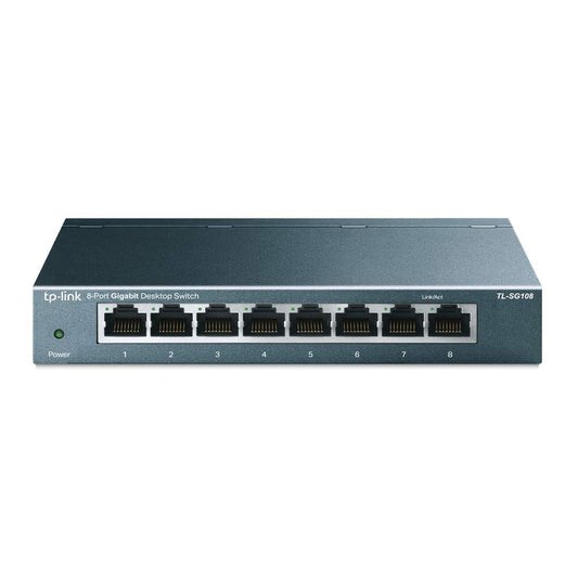 TP-Link 8 Port Gigabit Ethernet Network Switch - Ethernet Splitter | Plug & Play | Fanless | Sturdy Metal w/ Shielded Ports | Traffic Optimization | Unmanaged | Lifetime Protection (TL-SG108)