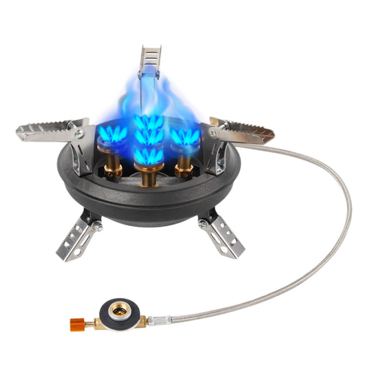 Backpacking Stove - Portable Folding Stove, Five Burner Cooktop | Wind Resistant Outdoor Cooking System, Compact Flame Control Burner Kit, Lightweight Propane Cooking Equipment, 16000W Camping Heat