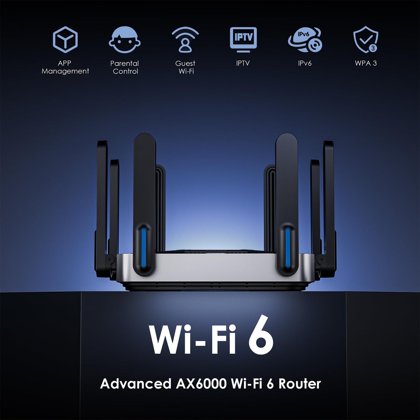 WAVLINK AX6000 Dual-Band WiFi 6 Router - 2.5G Multi-Gig Ports, 6000Mbps Wireless Speeds, Quad-core CPU, WPA3 & VPN Security for Home/Office