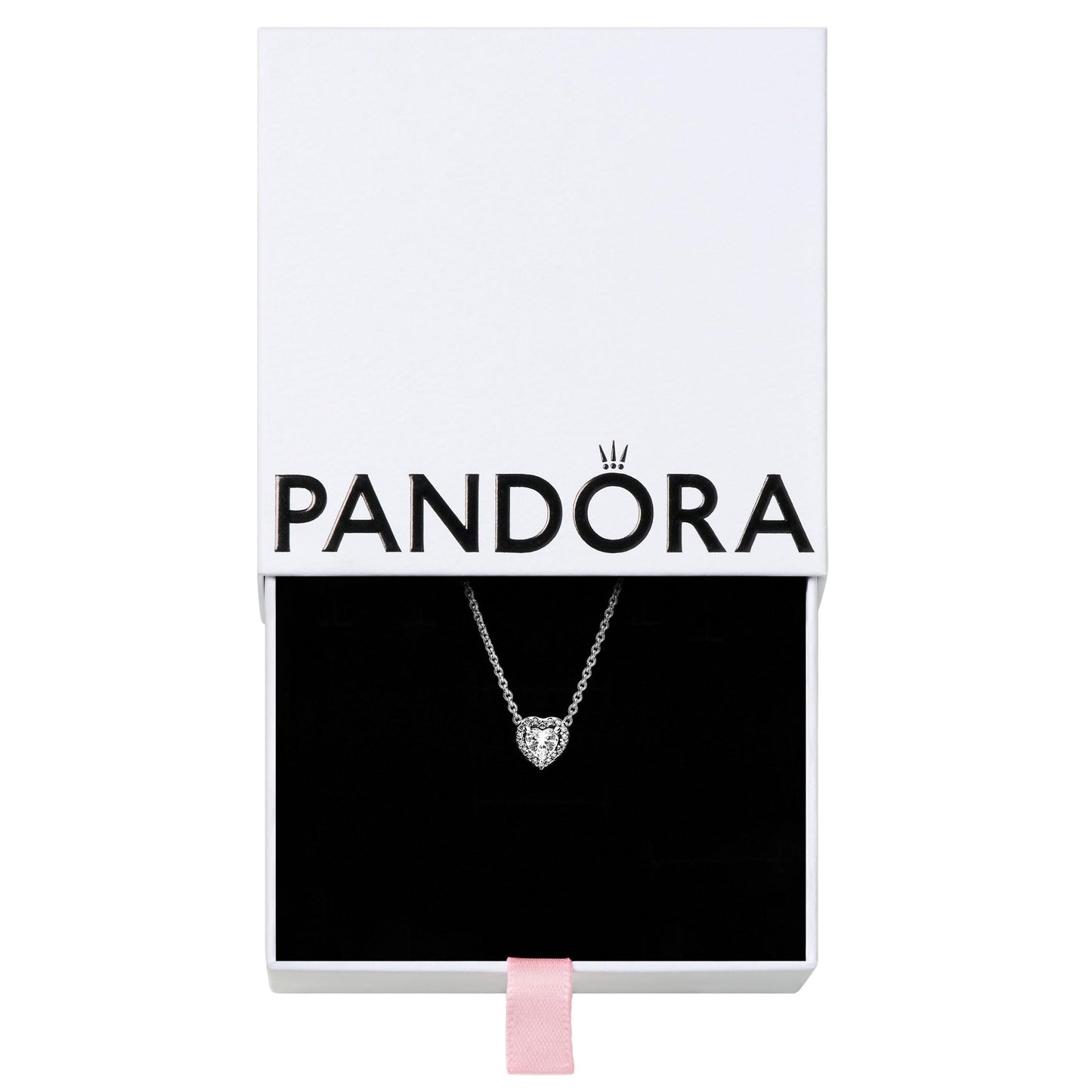 Pandora Jewelry Elevated Heart Cubic Zirconia Necklace in Sterling Silver, 17.7", No Box