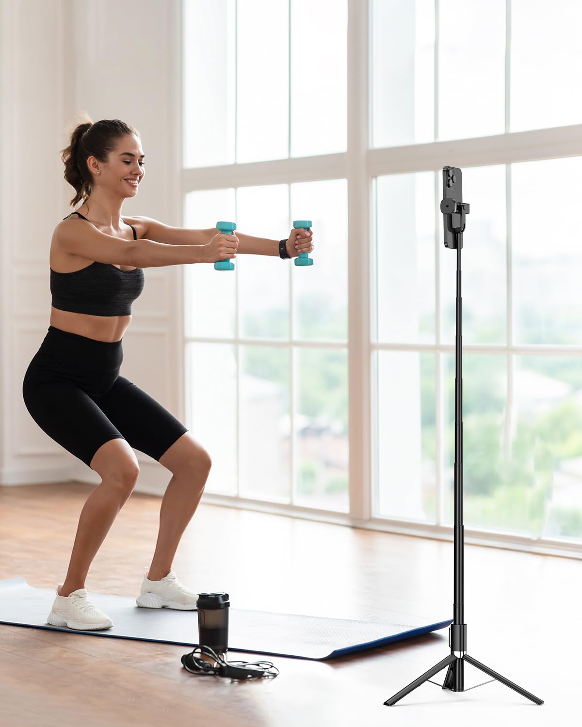 Selfie Stick,67 inch/1.7 Meter Selfie Stick Tripod,Gifts for Women Men,Portable Cell Phone Tripod Stand with Wireless Remote Shutter Compatible with iPhone 16e/16/15/14/13, Samsung Series(Black)