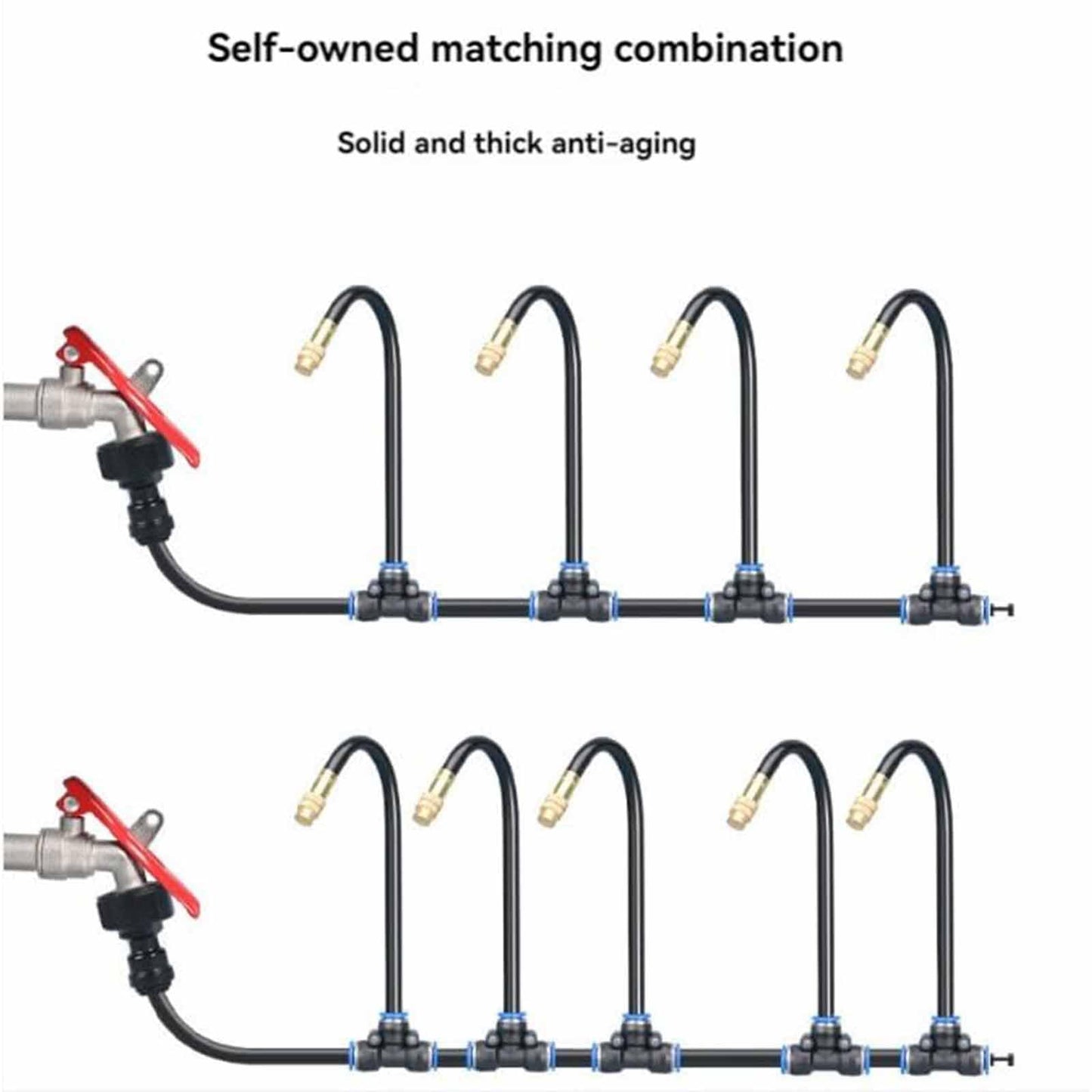 360° Curved Garden Automatic Irrigation System, Garden Automatic Watering Drip Irrigation System Kit, Adjustable Bendable Sprinkler System for Yard, Greenhouse, Lawn (32.9Ft Hose + 10 Nozzles)