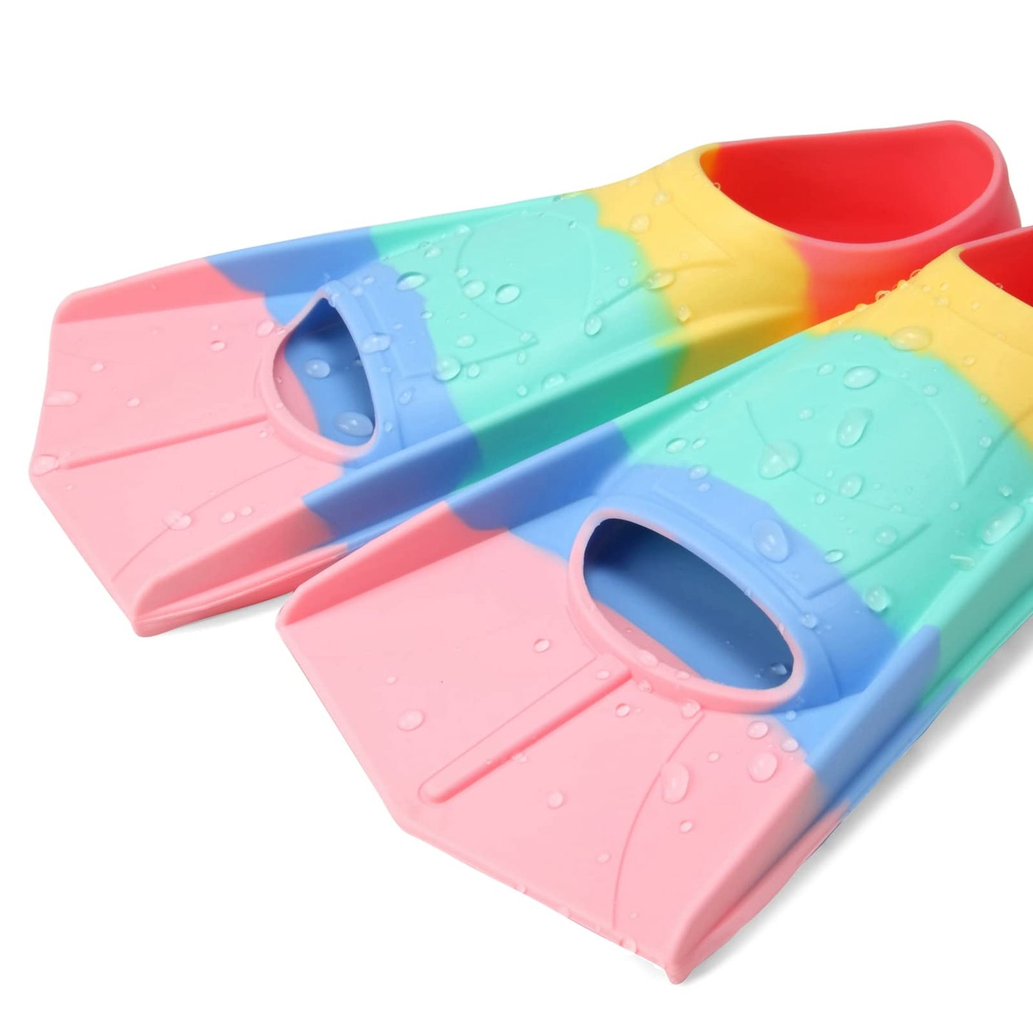 Foyinbet Kids Swim Fins,Short Youth Flippers Swimming Training Fins for Lap Swimming and Training for Children Girls Boys Beginners XS