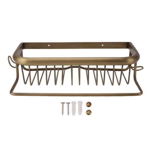 Copper Shower Caddy Bathroom Wall Shelf Space Saving Shower Organizer with Drainage Holes Retro Style for Bathroom Kitchen