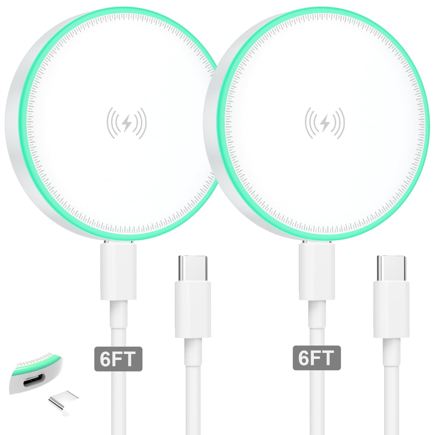 MagSafe Charger 2Pack 15W Magnetic Wireless Charger Fast Charging Pad with 6FT USB C to USB C Cable Compatible with iPhone 16/15/14/13/12 Series & AirPods 3/2/Pro | Strong Magnet Technology