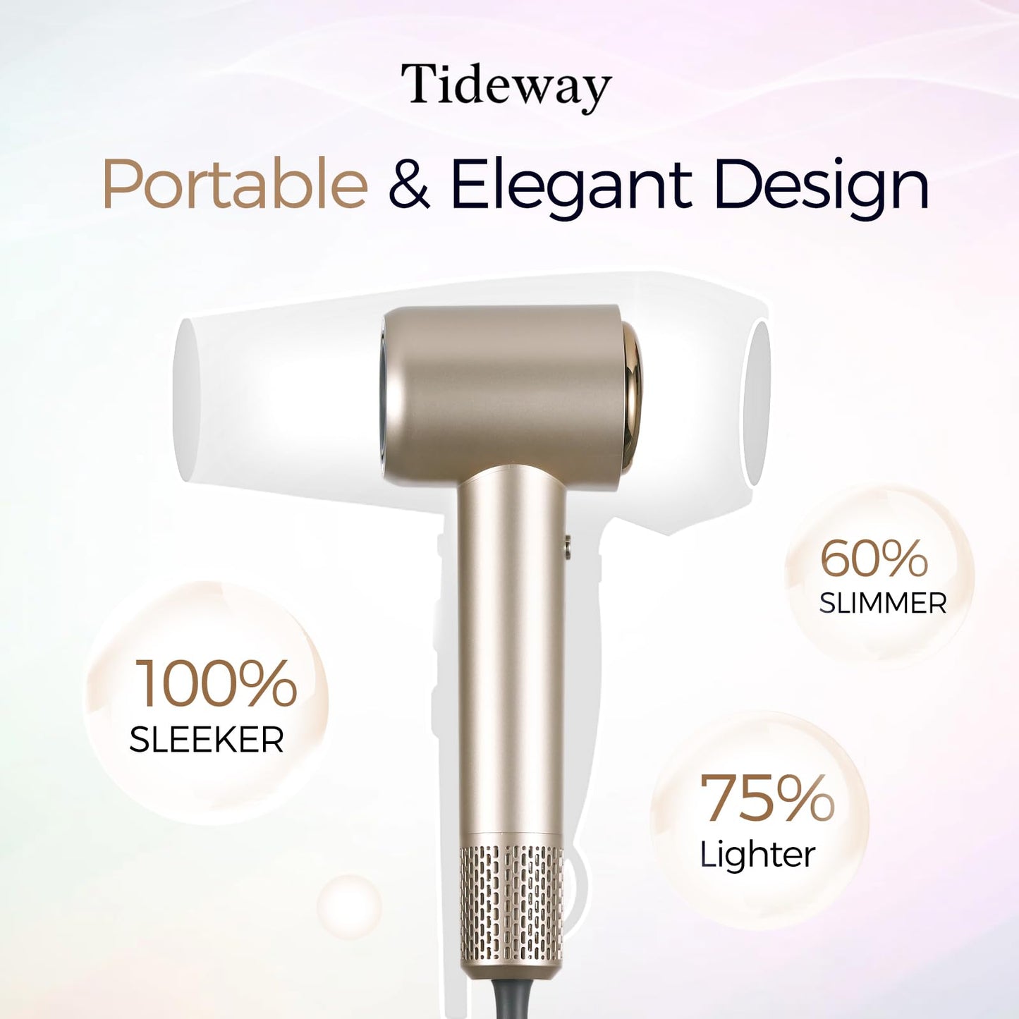 Tideway Hair Dryer Professional High-Speed Ionic Blow Dryer 110,000 RPM, Compact Hair Dryer with Magnetic Diffuser, Fast Drying with Brushless Motor Low Noise Smart Temperature Control-H11