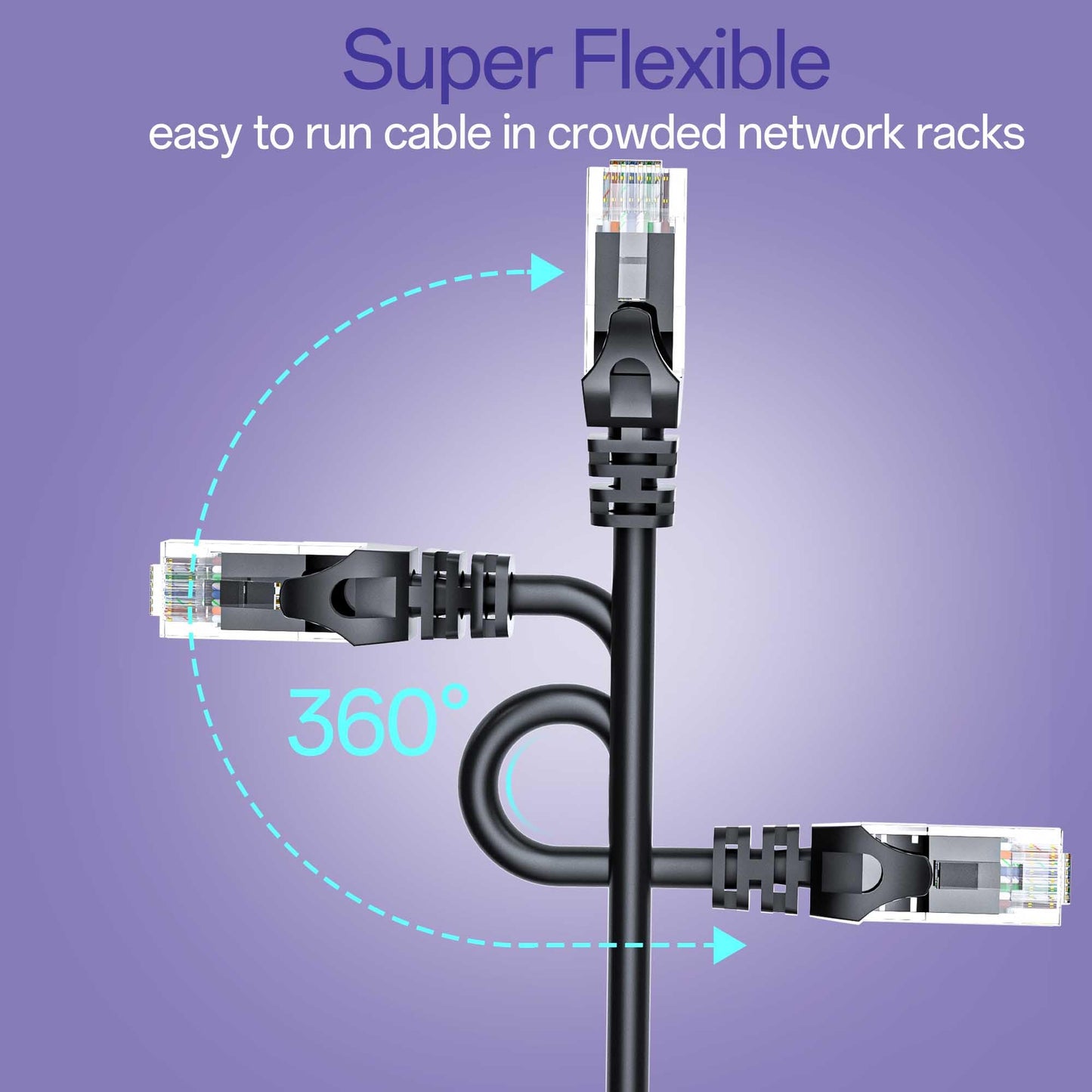 Cat 6 Ethernet Cable 3FT 10Pack, Cat6 Ethernet Patch Cable 10Gbps, High-Speed UTP Cat6 Network Cable Pure Copper, Cat 6 Cable for Home and Office Network, Black