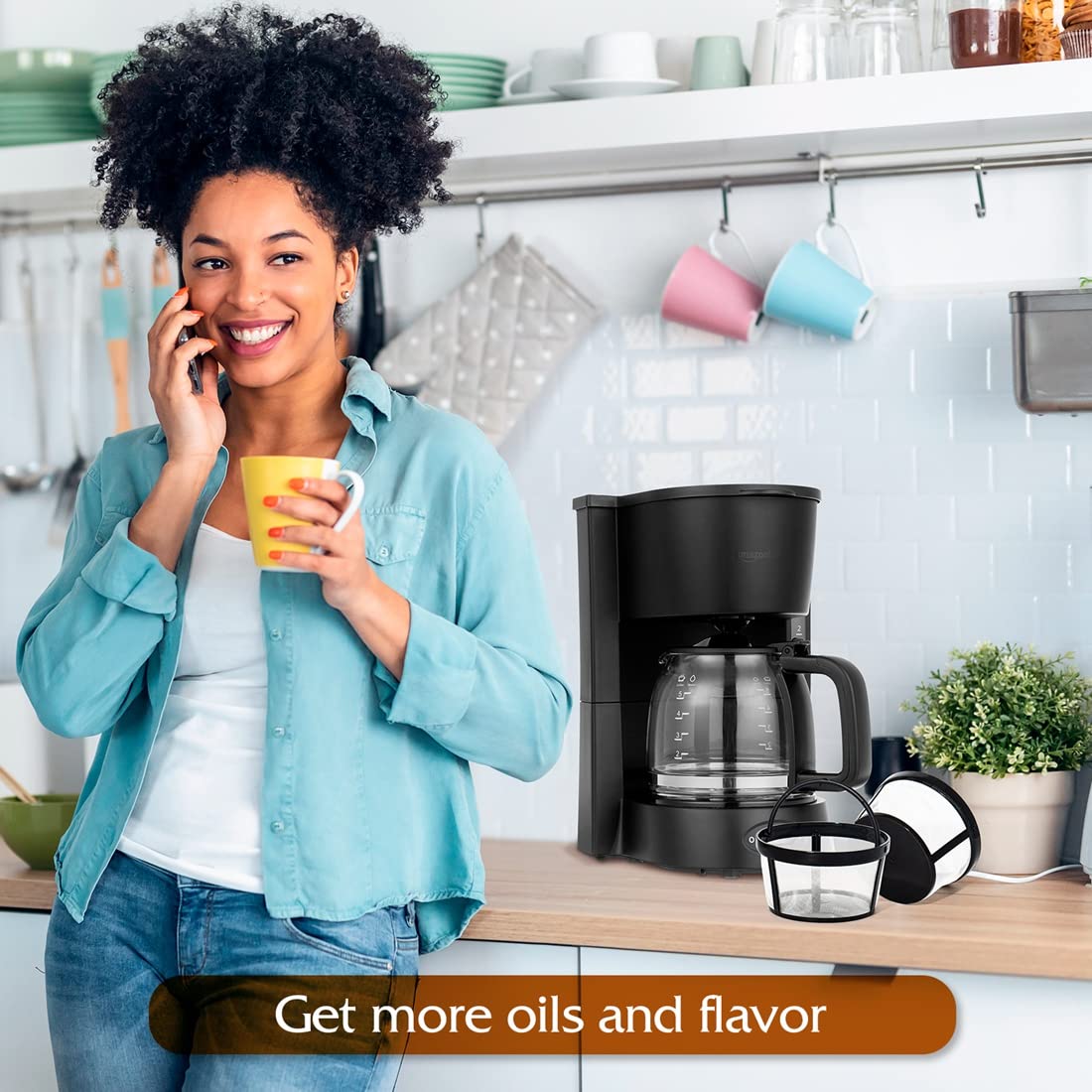 FIFOKICHO Replacement 4 Packs Reusable Coffee Filters For Mr. Coffee 4-5 Cup Drip Coffeemakers-Nylon Mesh With Handle