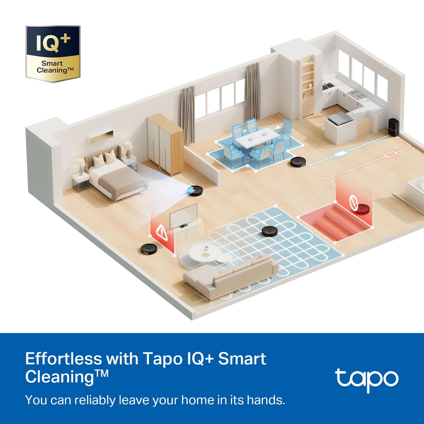 Tapo LiDAR Smart Navigation Robot Vacuum and Mop, 5300Pa Max, 97%+ Dust Pickup Rate, Customizable Cleaning, Self-Charging, Works w/Alexa & Google Home, RV30 Max