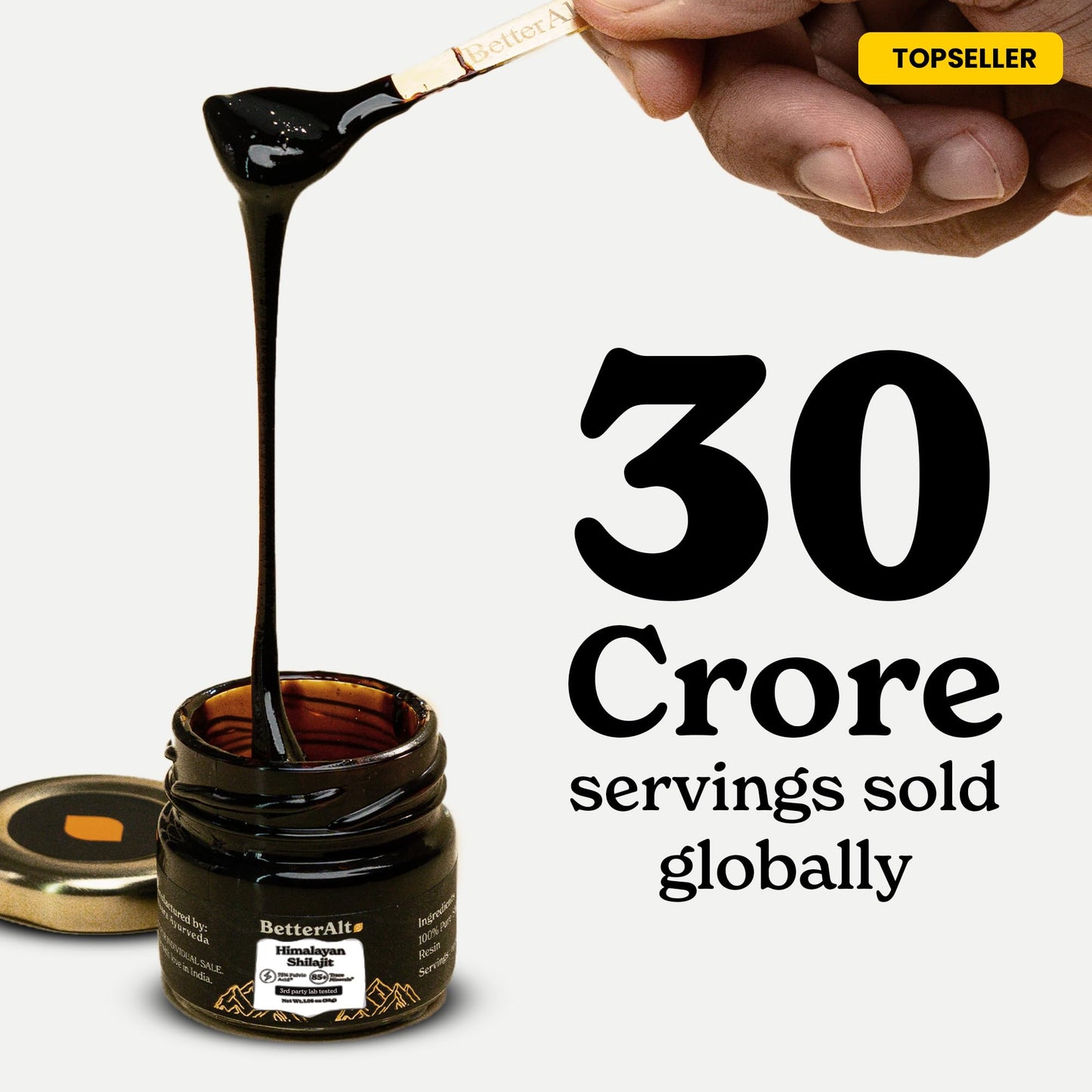 Better Alt Pure Himalayan Shilajit Resin | High Potency for Men & Women | 75 Servings for Stamina and Muscle Building, 85+ Trace Minerals, 75% Fulvic Acid, with Lab Test Report, 400mg