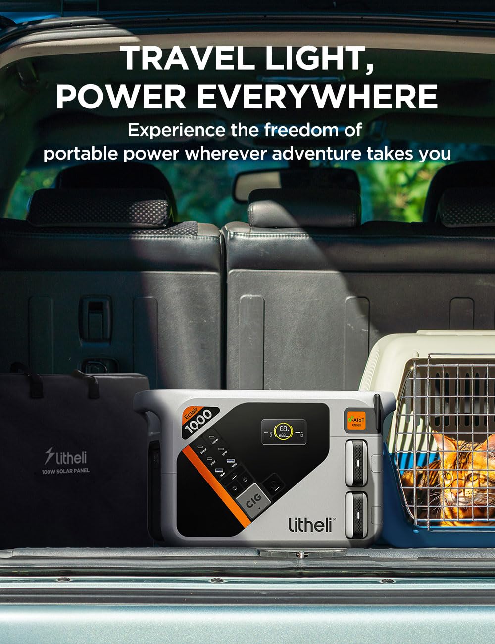 Litheli Eclair 1000 Portable Power Station with Dual Removable Batteries (2×4.0Ah) – 1800W Solar Generator, 1069Wh LiFePO4, 1H Fast Charge, Solar Optional, Ideal for Camping, RV, Emergency