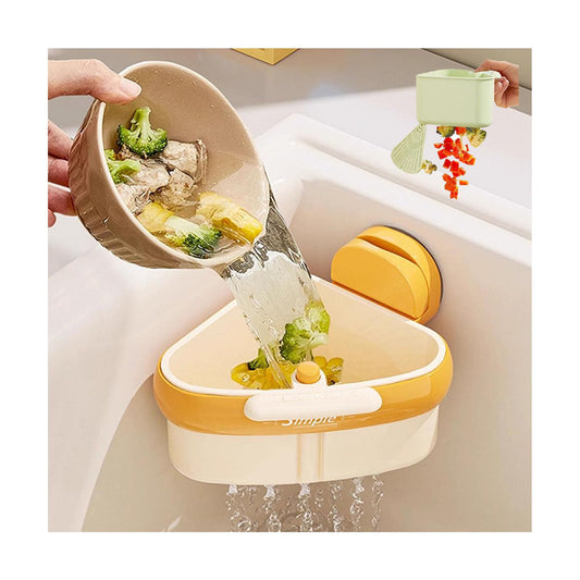 Sink Strainer Basket,2025 New Upgraded Suction Cup Press Sink Drainer Basket,Automatic Dumping Sink Strainer Basket,Faucet Sponge Storage Rack,Corner Sink Trash Catcher for Food Waste