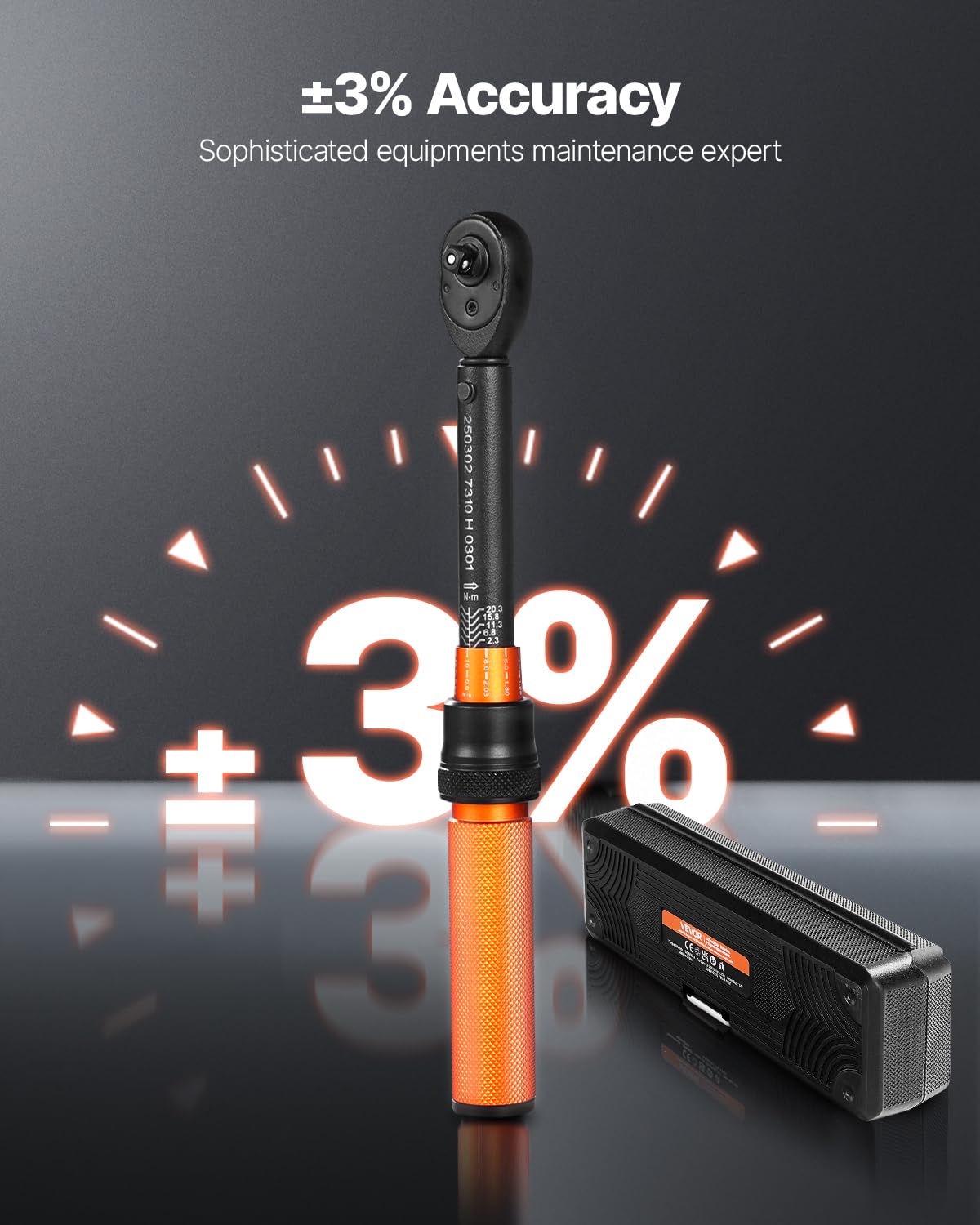 VEVOR 13Pcs Torque Wrench Set, 1/4 Inch Drive, 20-200IN.LB(2.3-22.6Nm), 72-Tooth Click Torque Wrench with Hex/Torx/Sockets, Extension Bars, for Bicycle Motorcycle Maintenance