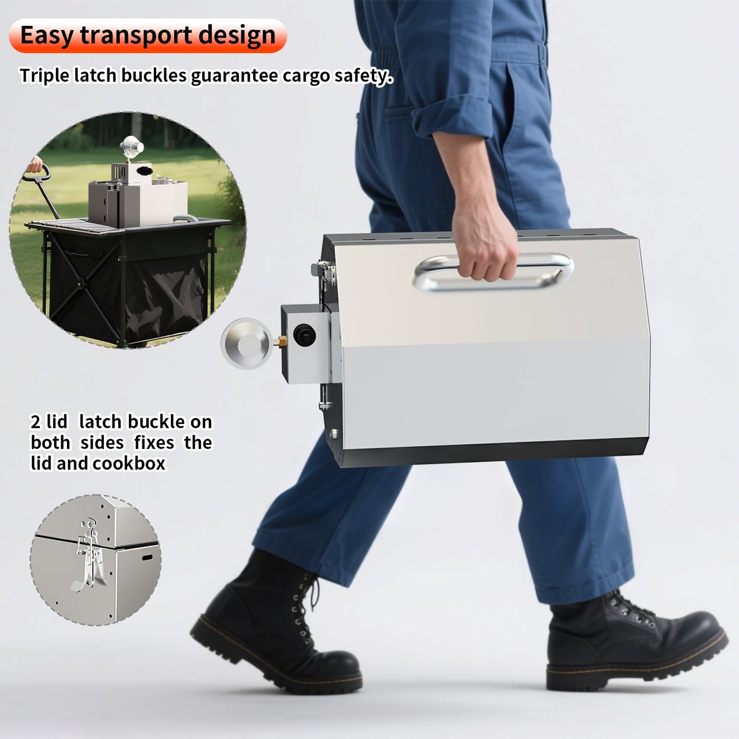 Byacgrill Portable Gas Grill Tabletop, Burner Stainless Steel Propane Grill with Folding Legs & Locking Lid for Camping, Tailgating, Outdoor BBQ 10,000 BTU